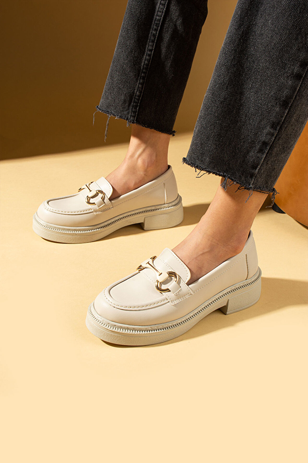 Pembe Potin Yüksek Taban Toka Detaylı Kadın Loafer 43-1803-25Cilt