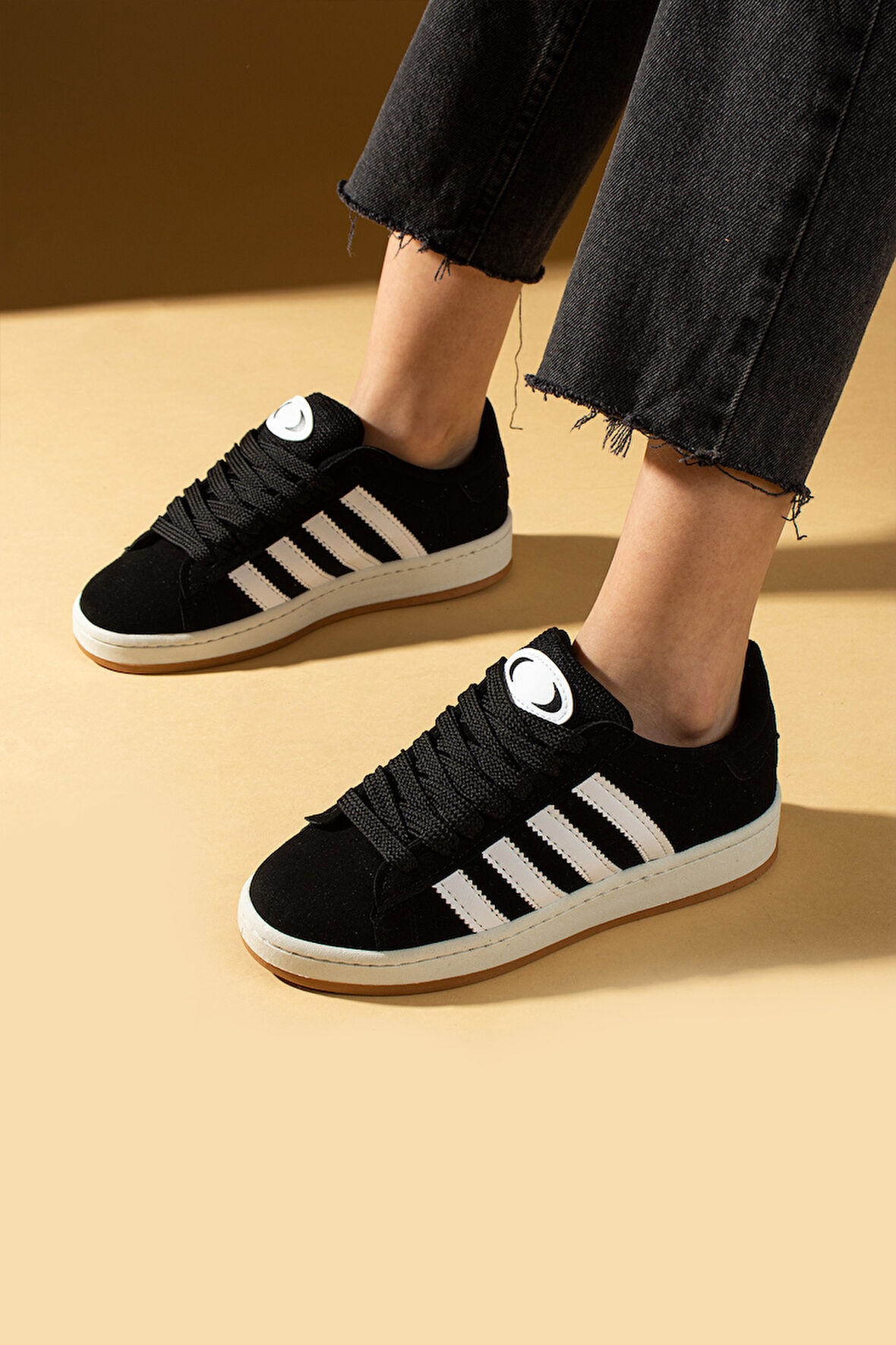 Pembe Potin Kalın Bağcıklı Şerit Detaylı Rahat Taban Kadın Sneakers 001-3458-25Beyaz