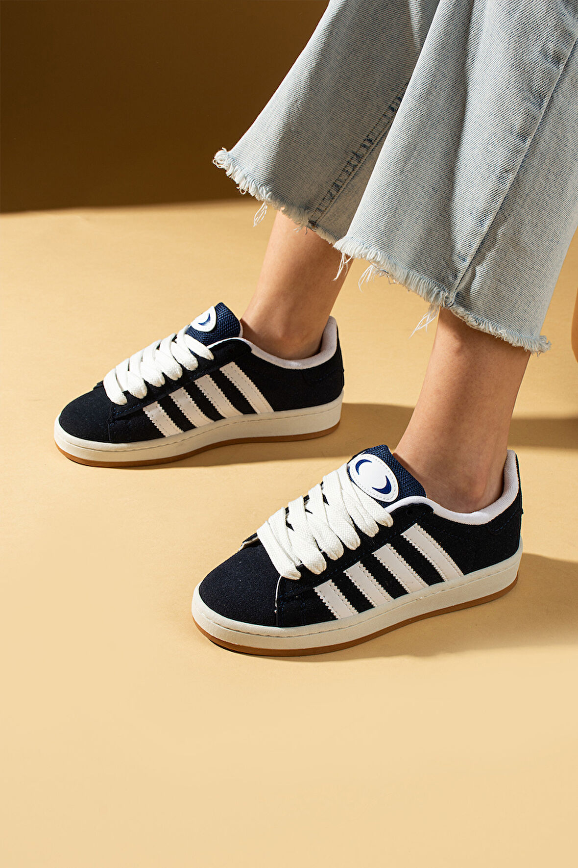 Pembe Potin Kalın Bağcıklı Şerit Detaylı Rahat Taban Kadın Sneakers 001-3458-25Beyaz
