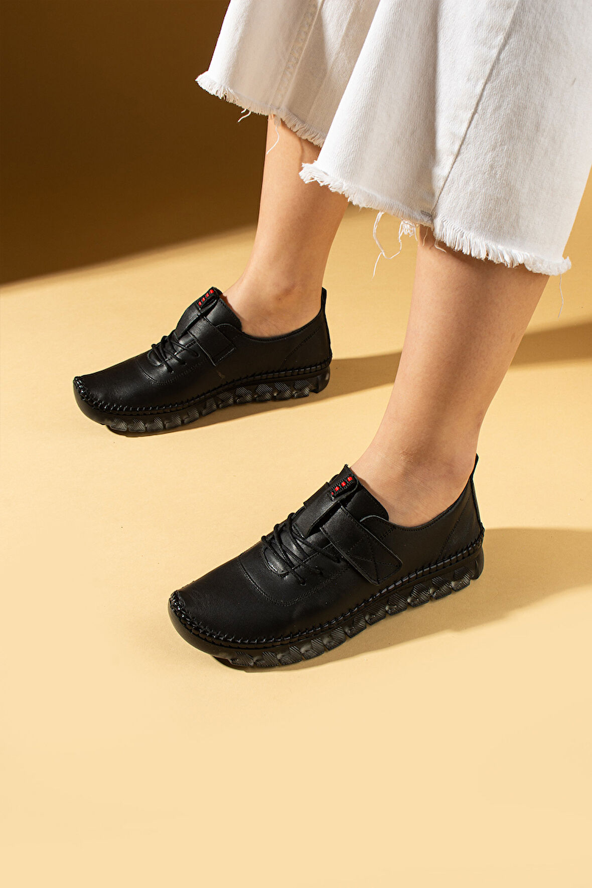 Pembe Potin Hakiki Yumuşak Deri Hafif Comfort Taban Cırtlı Kadın Spor Ayakkabı 59-380-25