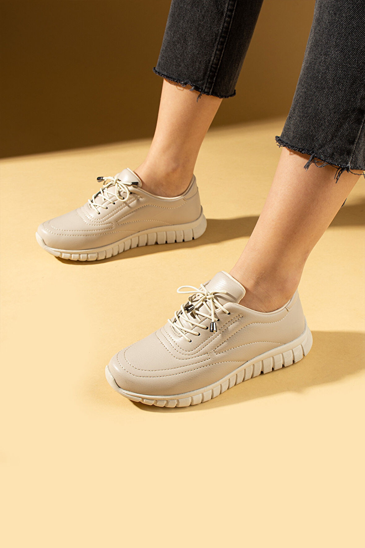 Pembe Potin Bağcıklı Rahat Taban Kadın Sneaker 59-685-25