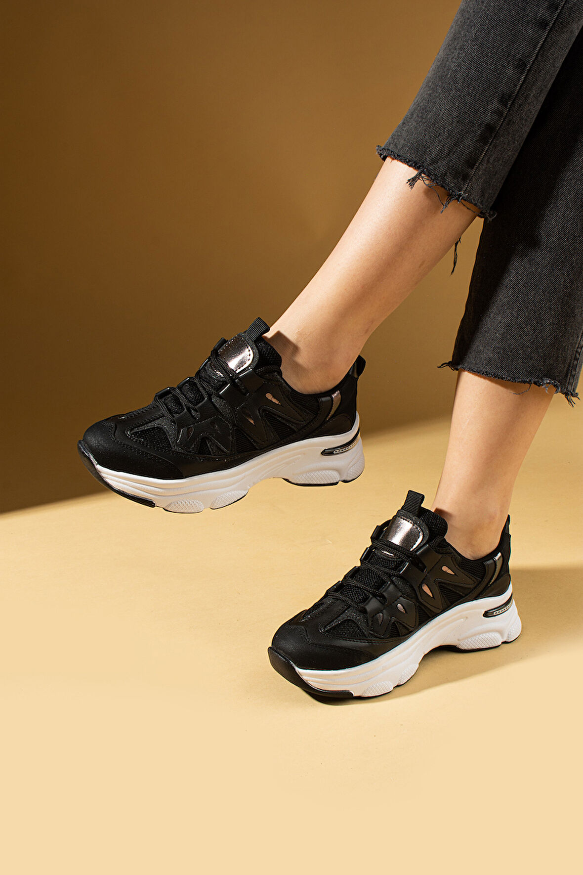 Pembe Potin Bağcıklı Rahat Taban Kadın Sneakers 36-873-25