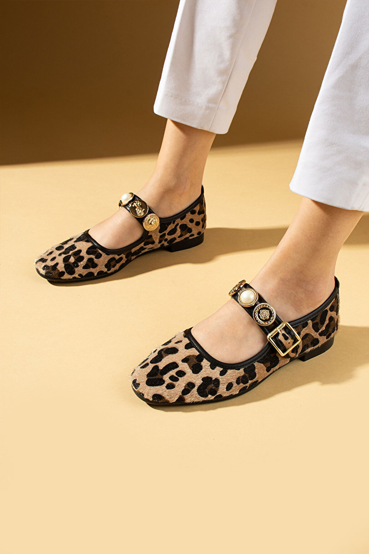 Pembe Potin İncili Tokalı Rahat Taban Kadın Babet 57-40-25Süet