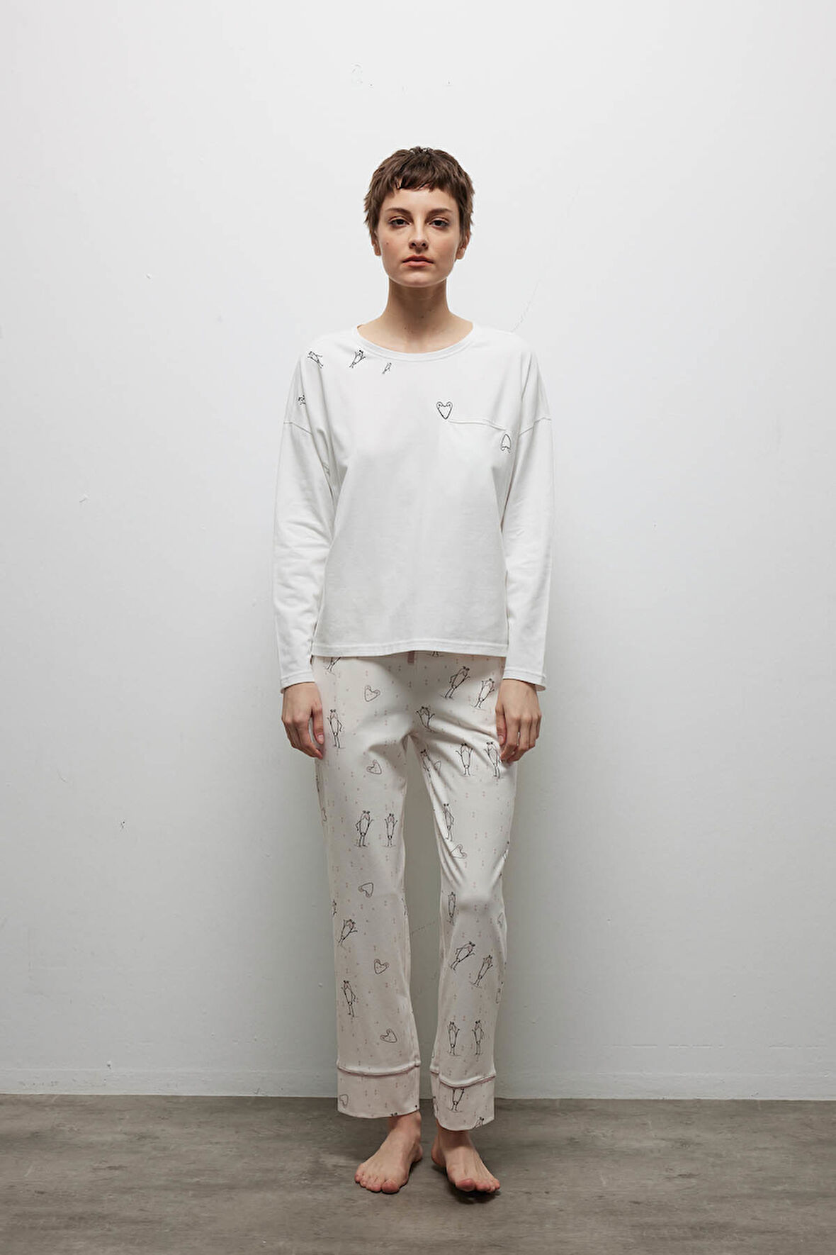 Kadın Pamuklu Uzun Kollu Pijama Takımı