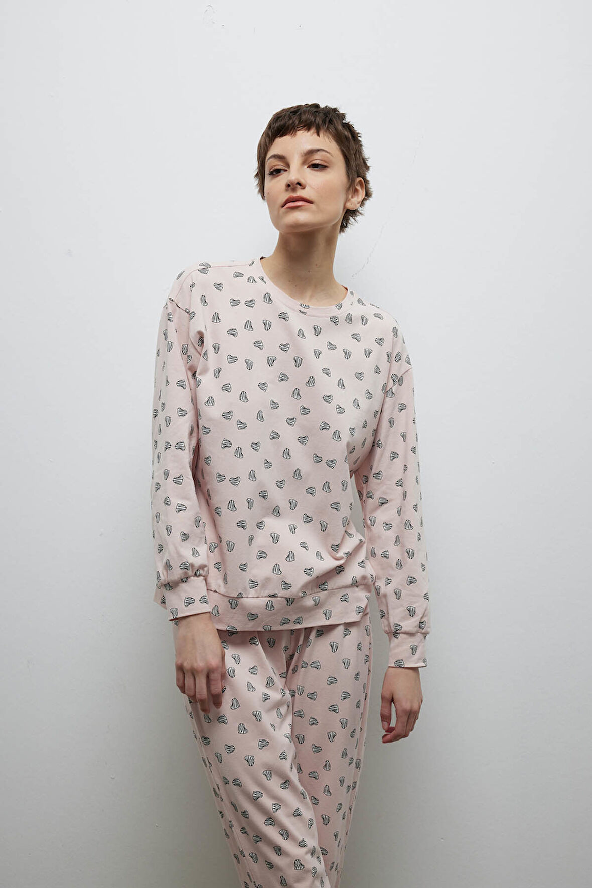 Kadın Pamuklu Uzun Kollu Pijama Üstü