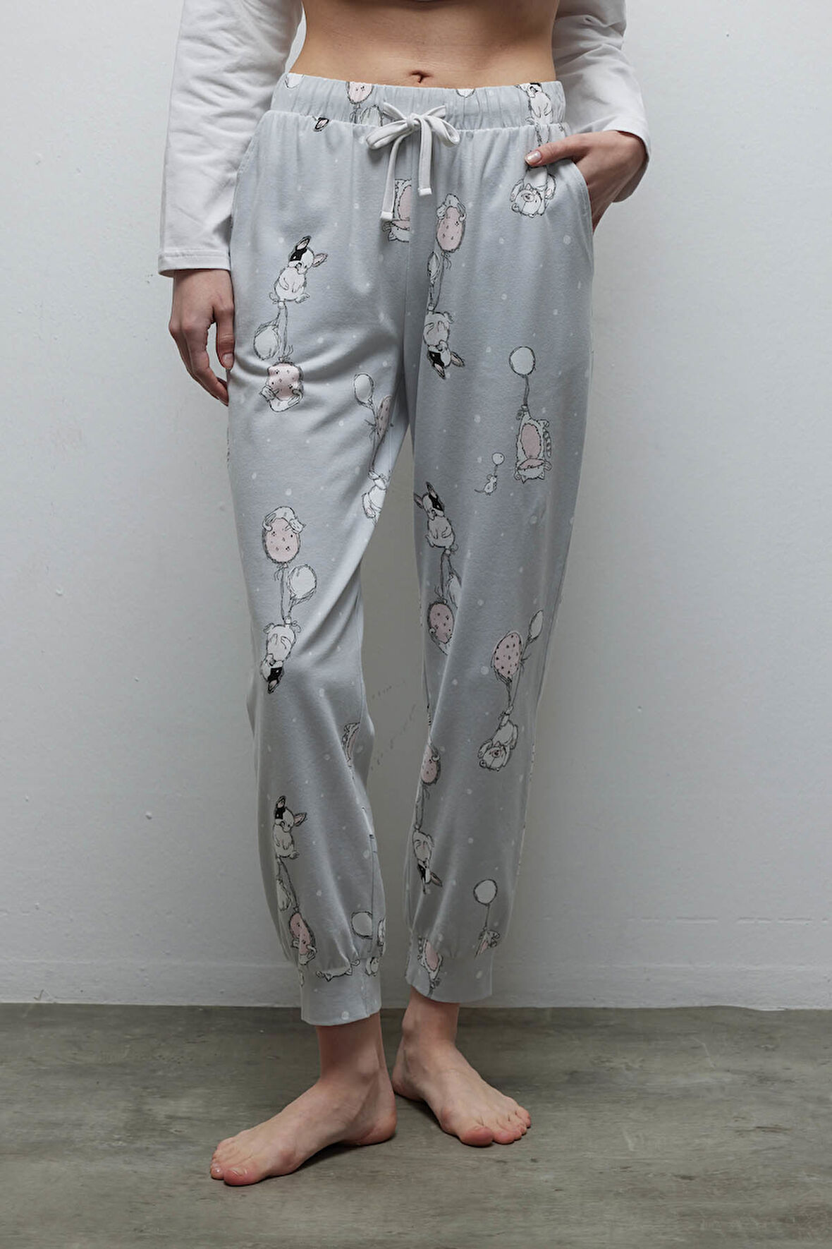 Kadın Pamuklu Cepli Uzun Pijama Altı