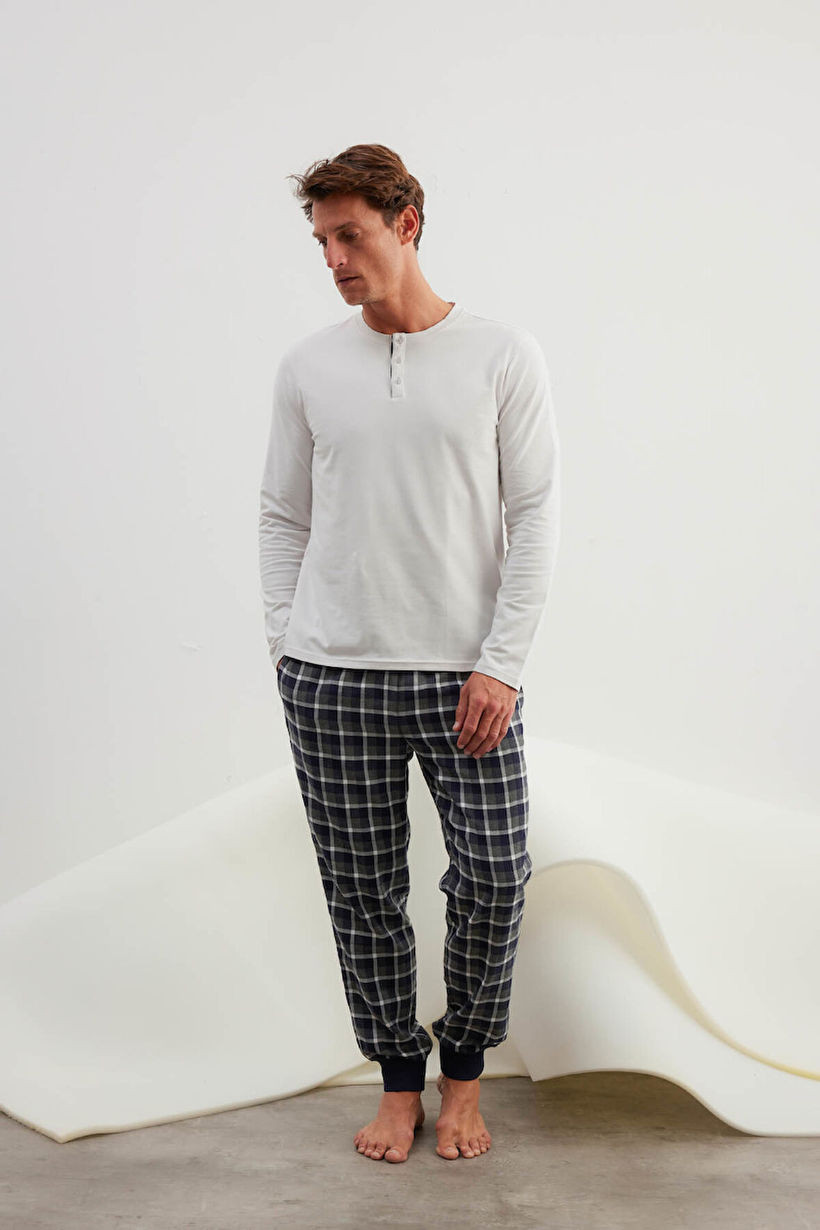 Erkek Pamuklu Uzun Kollu Pijama Takımı