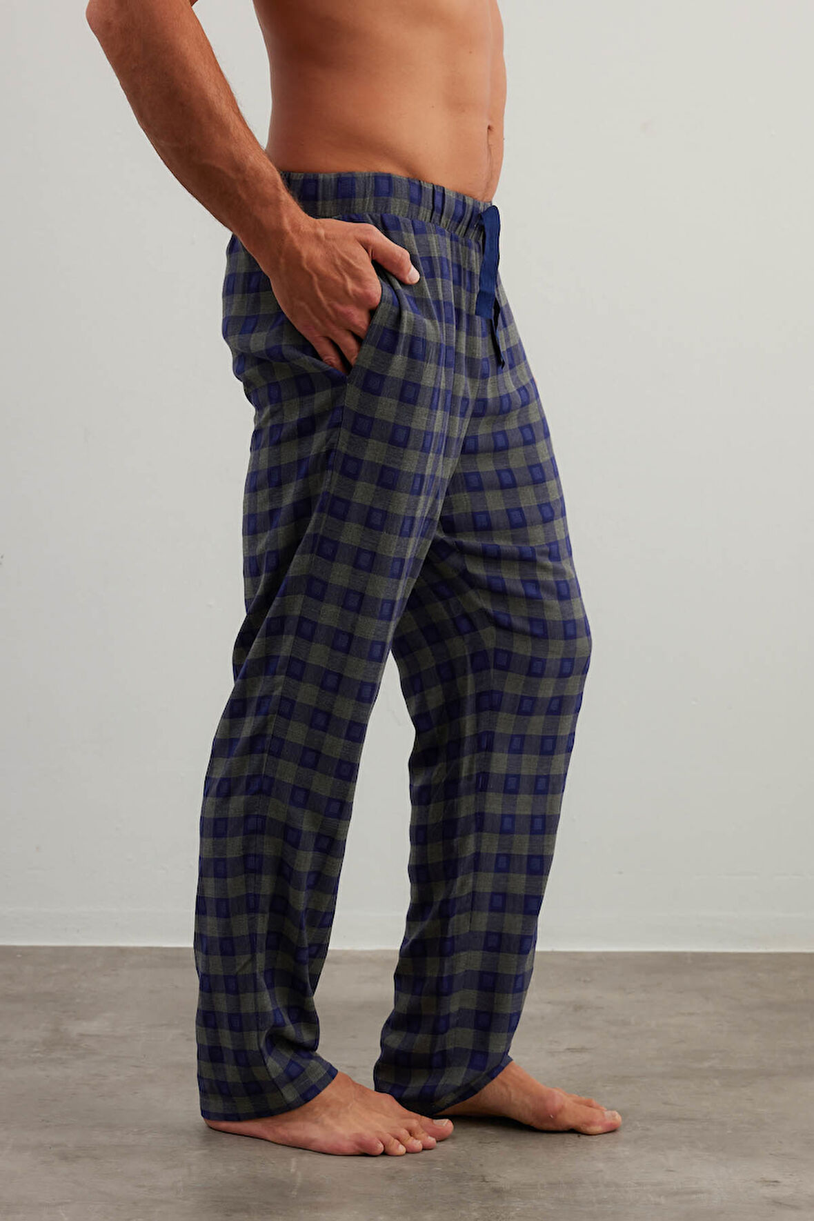 Erkek Dokuma Cepli Uzun Pijama Altı