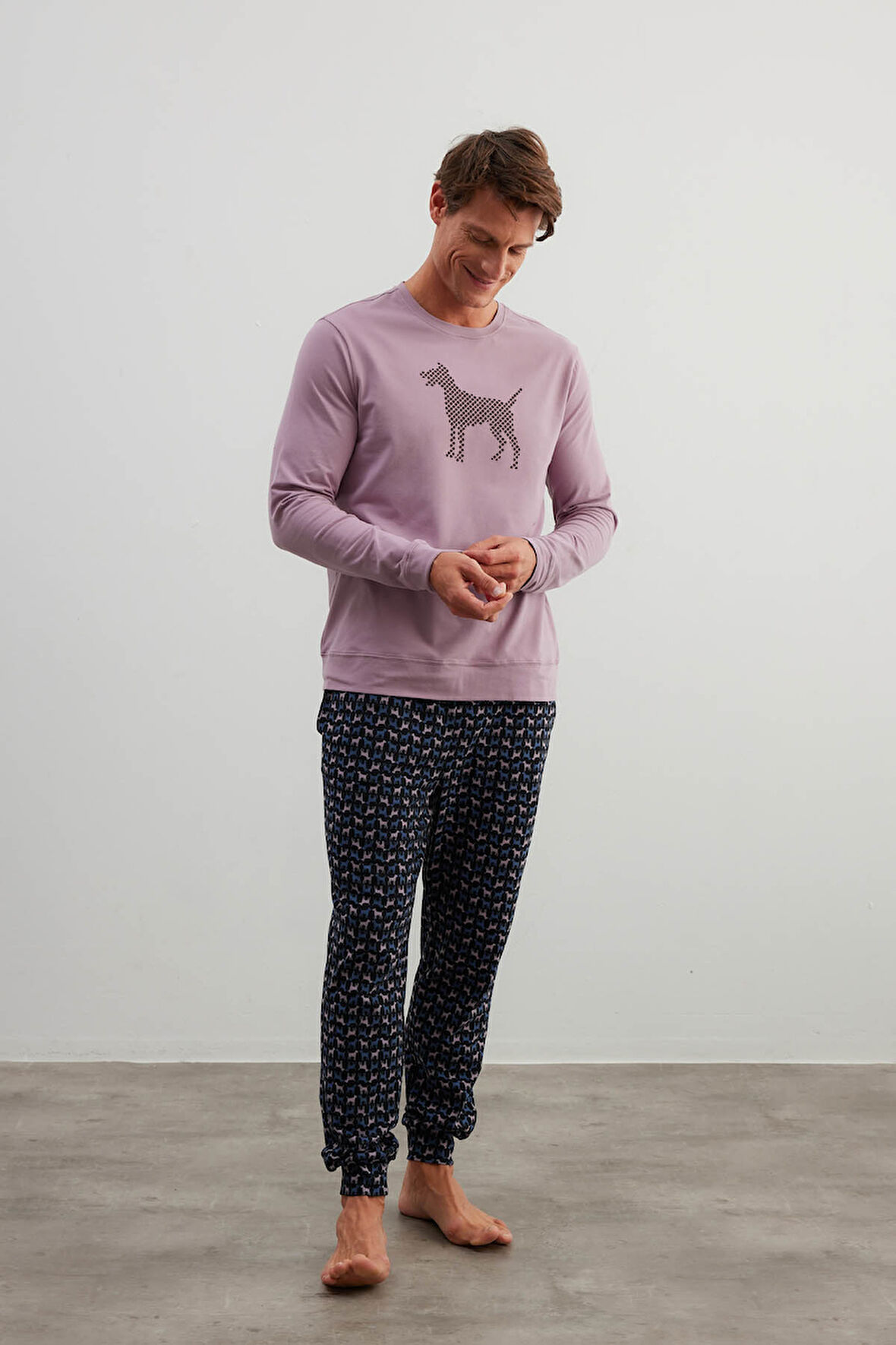 Erkek Pamuklu Uzun Kollu Pijama Takımı