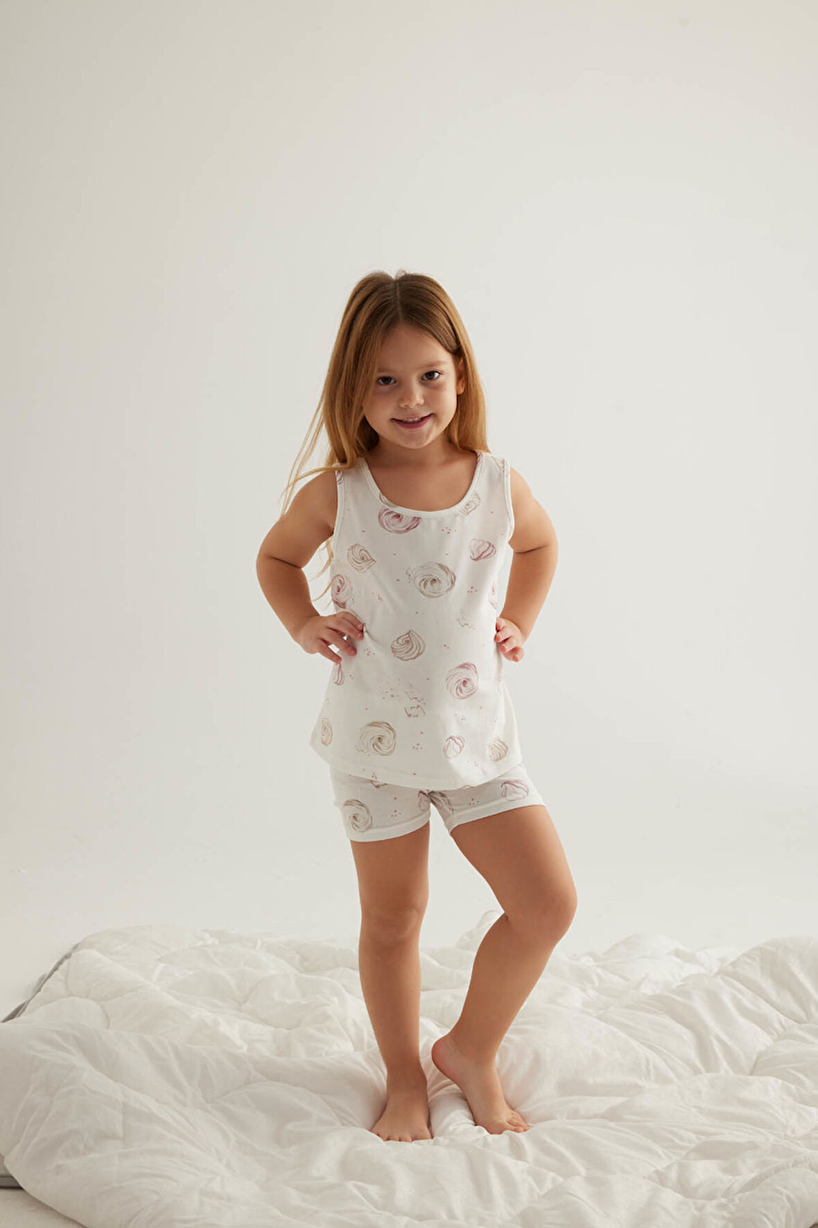 Kız Çocuk Pamuklu Atlet Şort Pijama Takımı