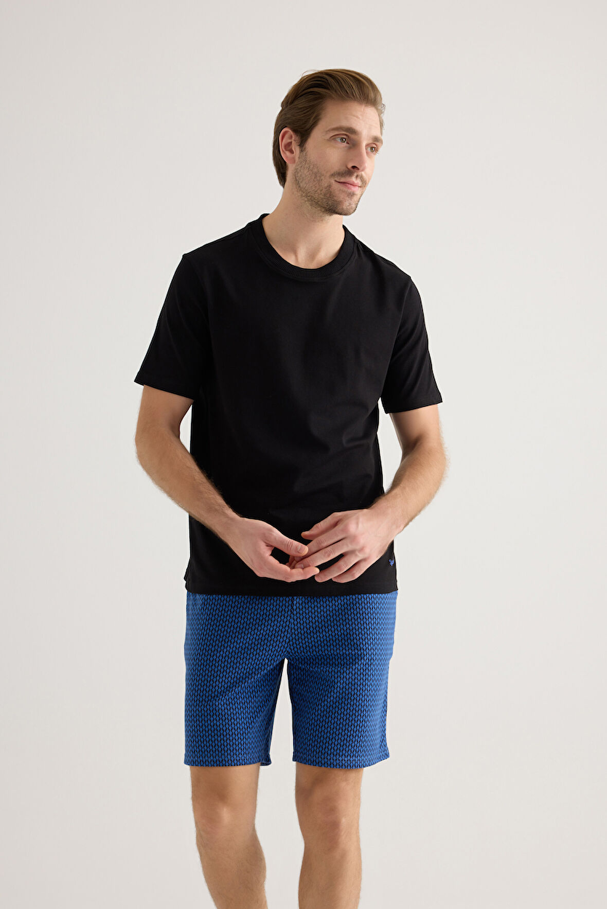 Erkek Pamuklu Kısa Kollu Pijama Üstü