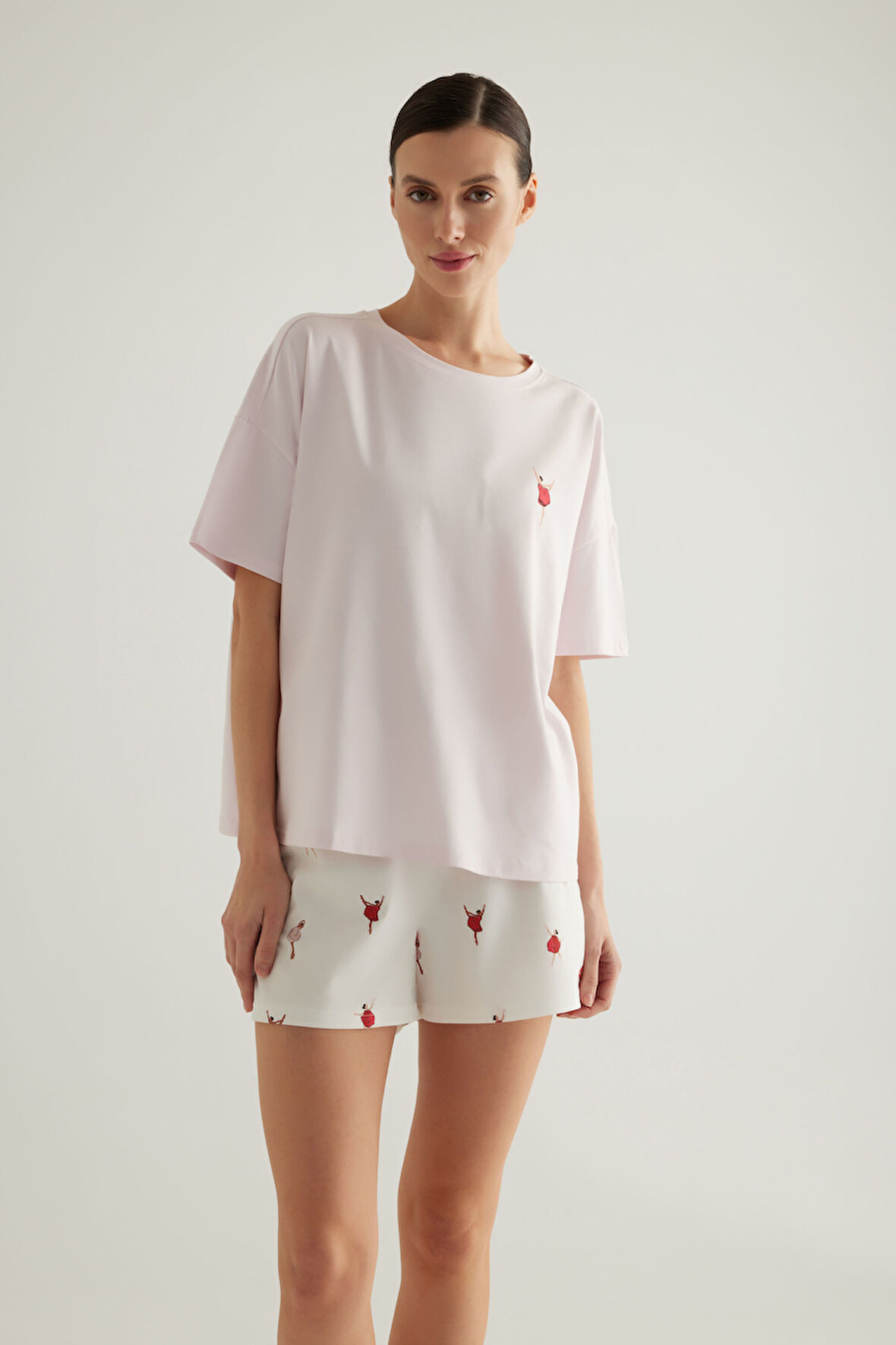 Kadın Pamuklu Kısa Kollu Pijama Üstü