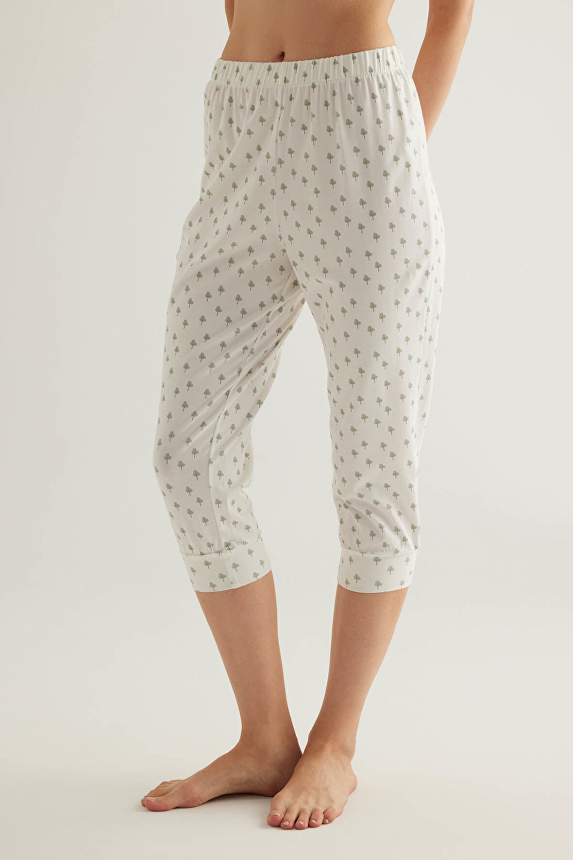 Kadın Pamuklu Kapri Pijama Altı