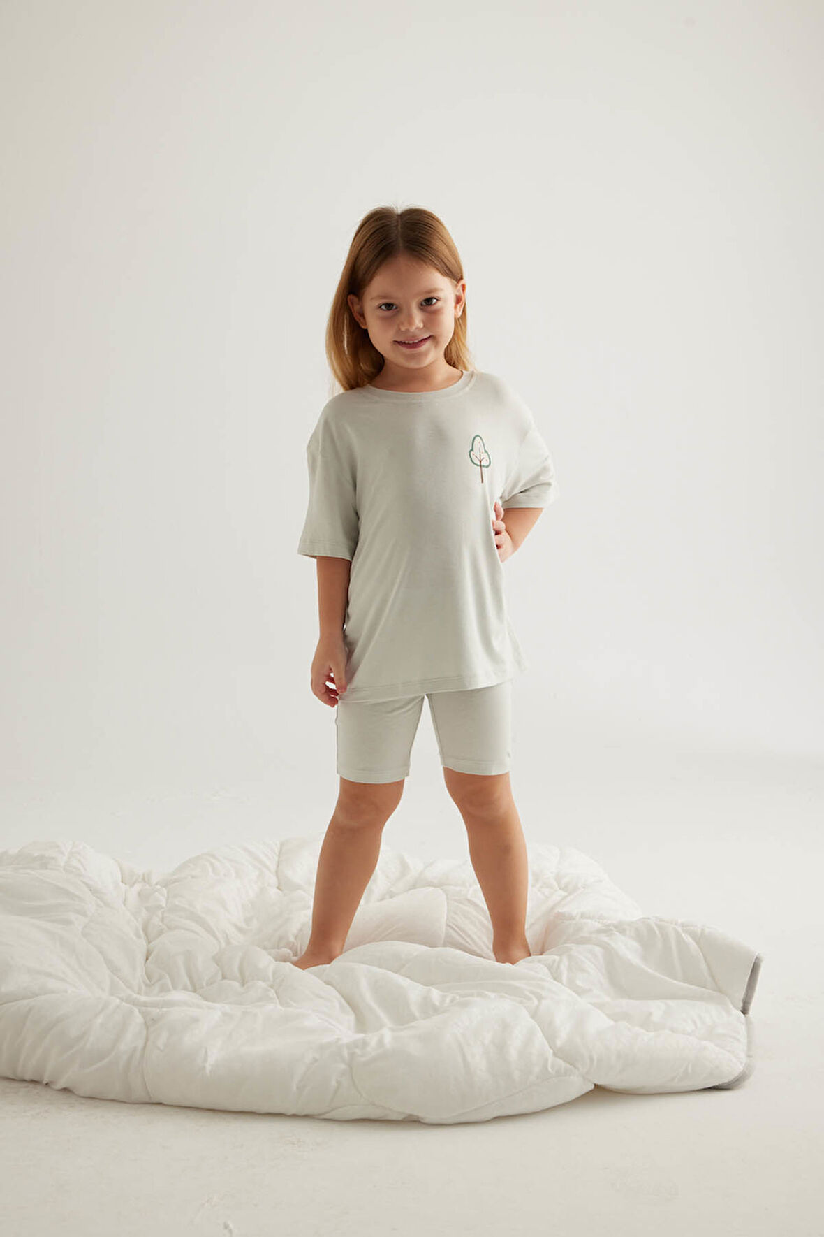 Kız Çocuk Viscose Kısa Kollu Taytlı Pijama Takımı