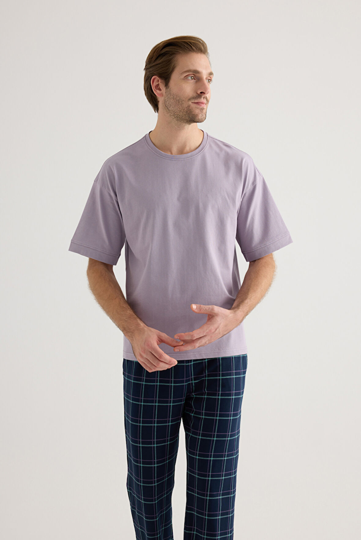 Erkek Pamuklu Kısa Kollu Pijama Üstü