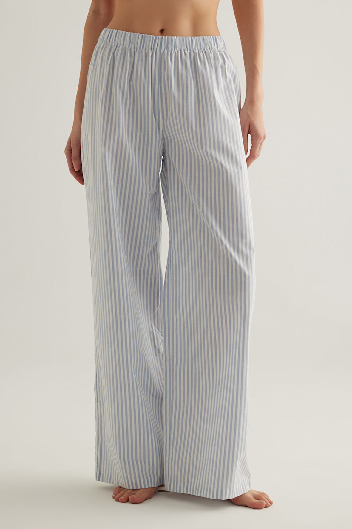 Kadın Çizgili Dokuma Uzun Pijama Altı