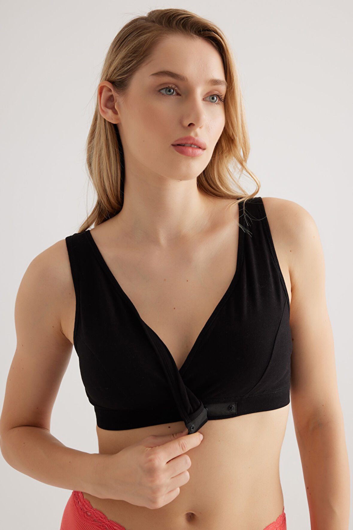 Kadın Pamuklu Kruvaze Kapama Çıtçıtlı Pedli Bralet