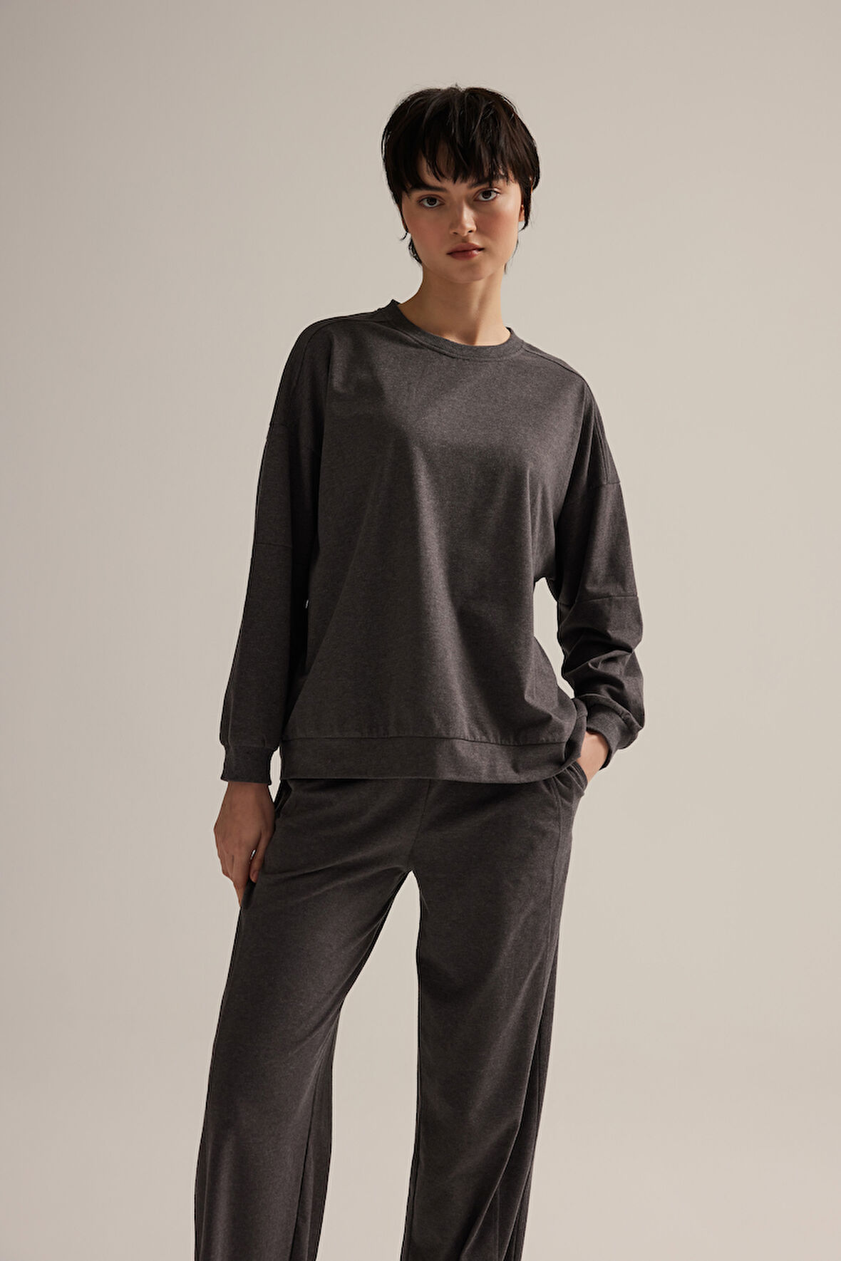 Kadın Pamuklu Uzun Kollu Pijama Üstü