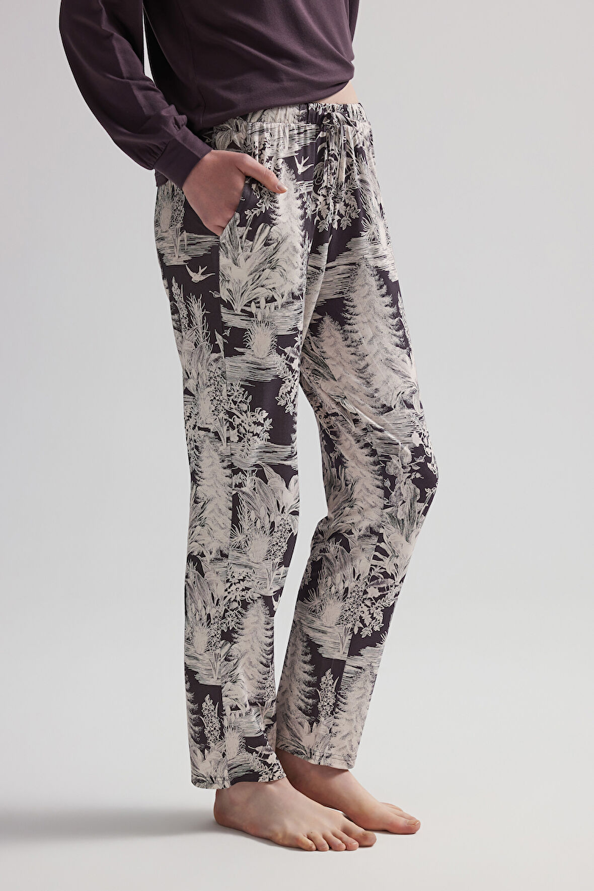 Kadın Viskon Cepli Uzun Pijama Altı