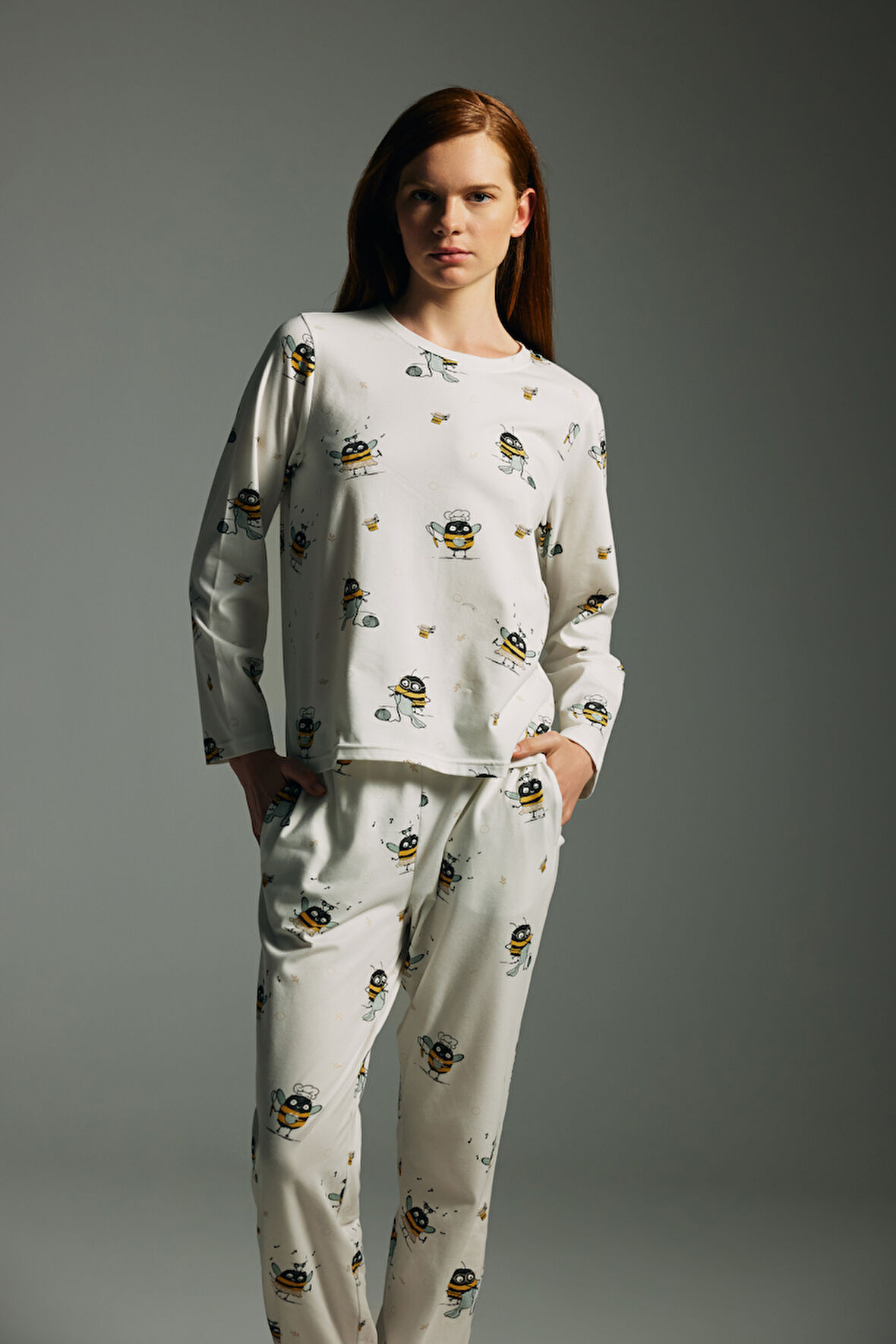 Kadın Pamuklu Uzun Kollu Pijama Üstü