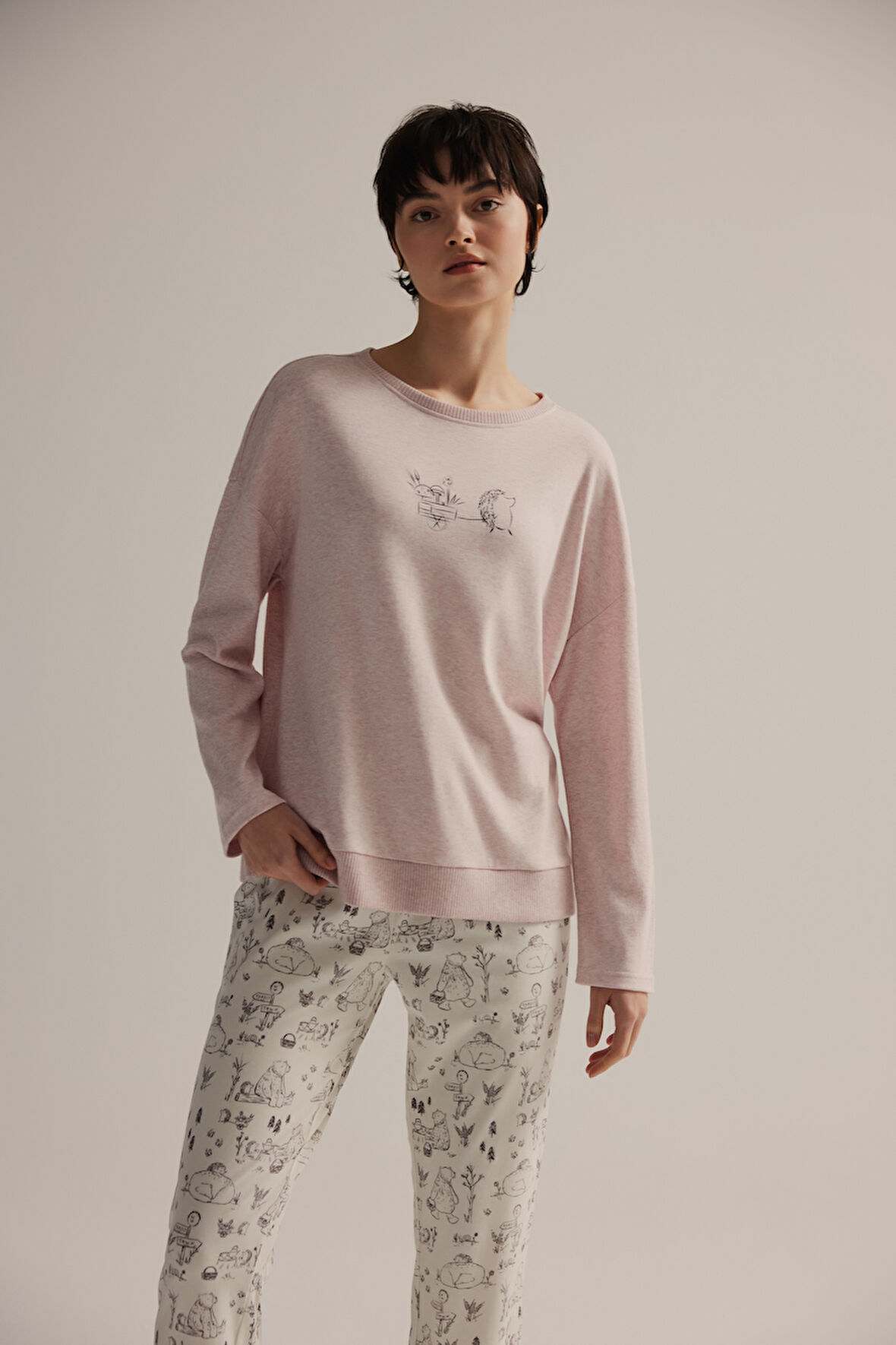 Kadın Pamuklu Uzun Kollu Pijama Üstü