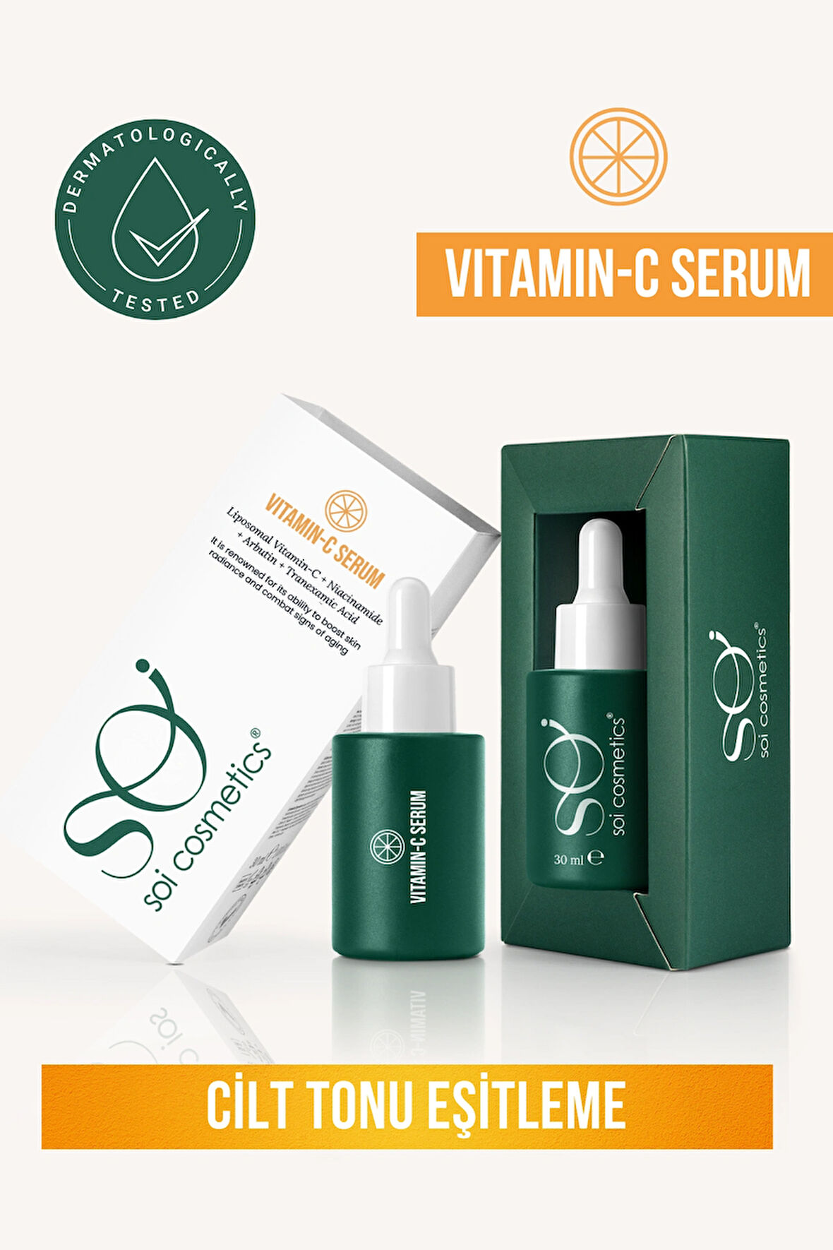 Aydınlatıcı C Vitamini Serumu – Niacinamide, Arbutin ve Traneksamik Asit İçerikli