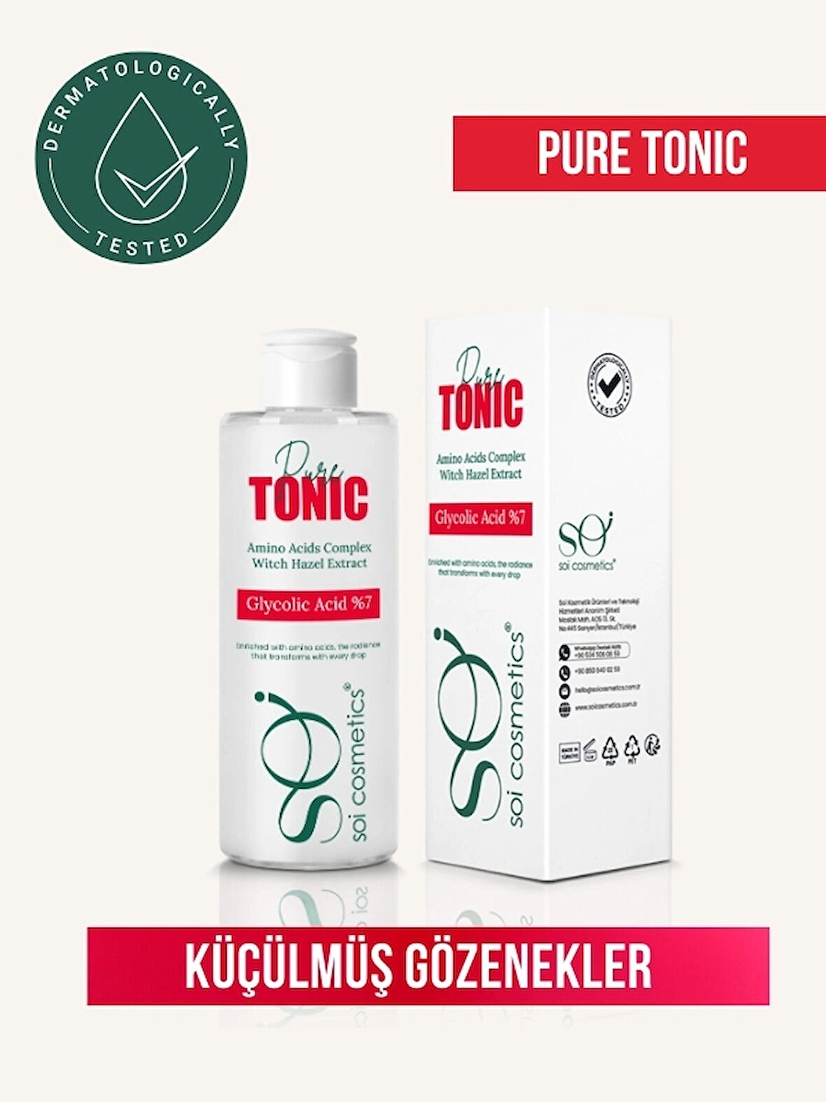 Glikolik Asit Tonik | Gözenek Sıkılaştırıcı & Arındırıcı – Cadı Fındığı ve Aminoasit İçerikli