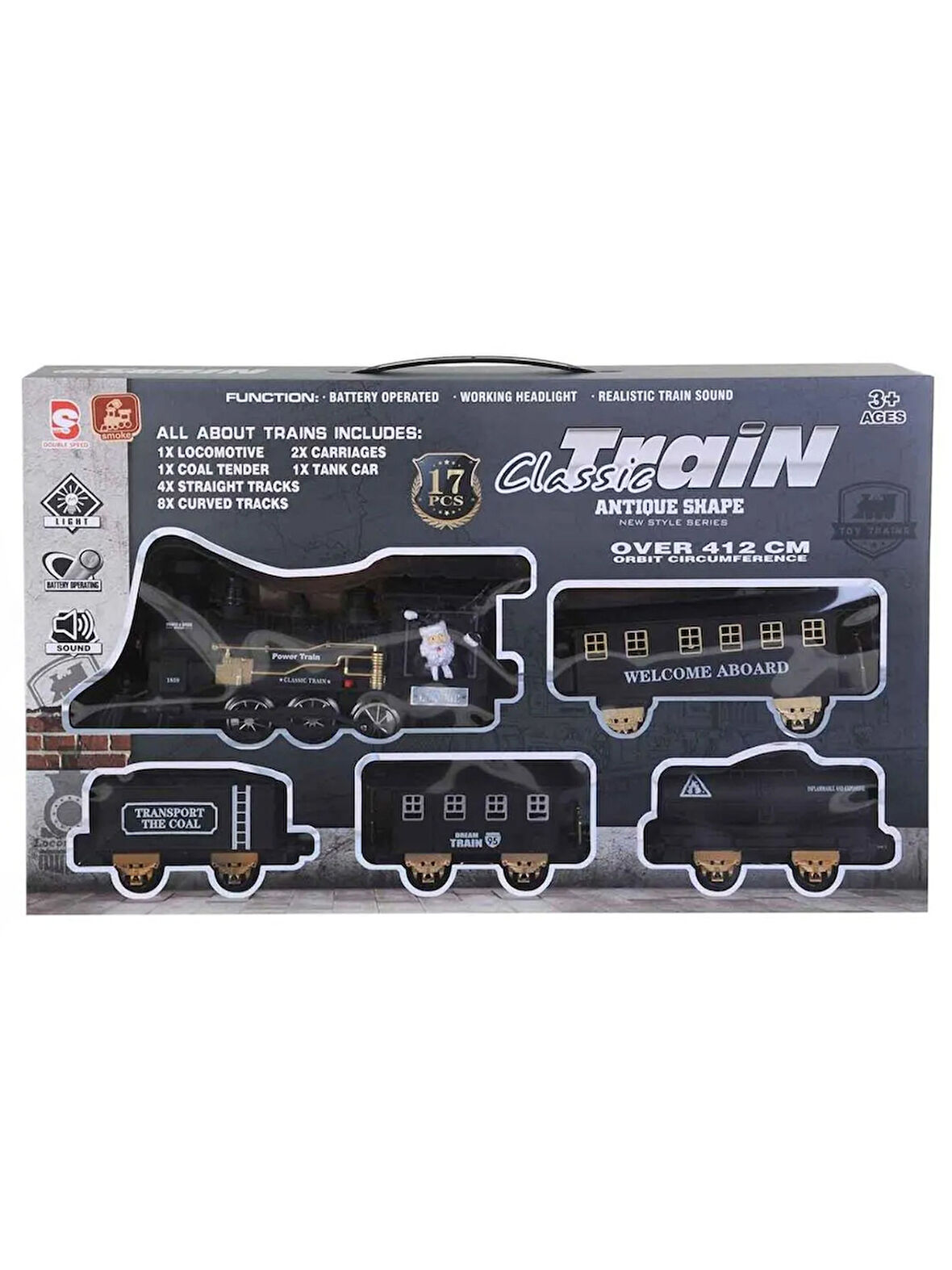 Seher Oyuncak Sesli ve Işıklı Raylı Tren Siyah