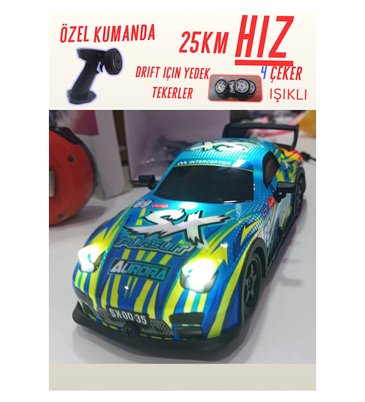 Seher Oyuncak 1:22 Ölçek Uzaktan Kumandalı 4x4 Drift Yapabilen Işıklı Sesli Oyuncak RX-7 Araç (ITEM KOD : SH40735C)
