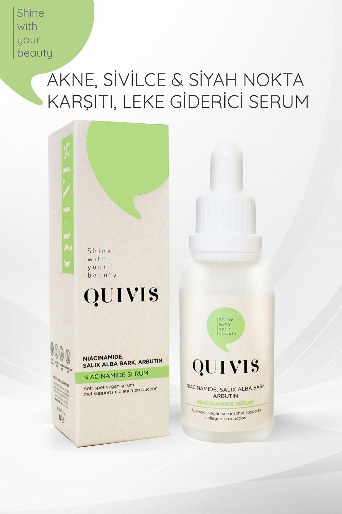 Akne Sivilce ve Siyah Nokta Karşıtı Leke Giderici Niacinamide Serum 30 ML