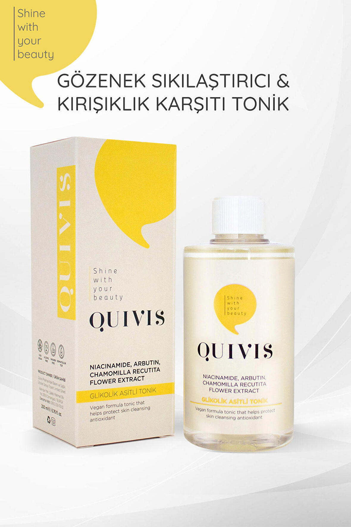 Gözenek Sıkılaştırıcı ve Aydınlatıcı Etkili Kırışıklık Karşıtı Beyazlatıcı Glikolik Asit Tonik 200 ML