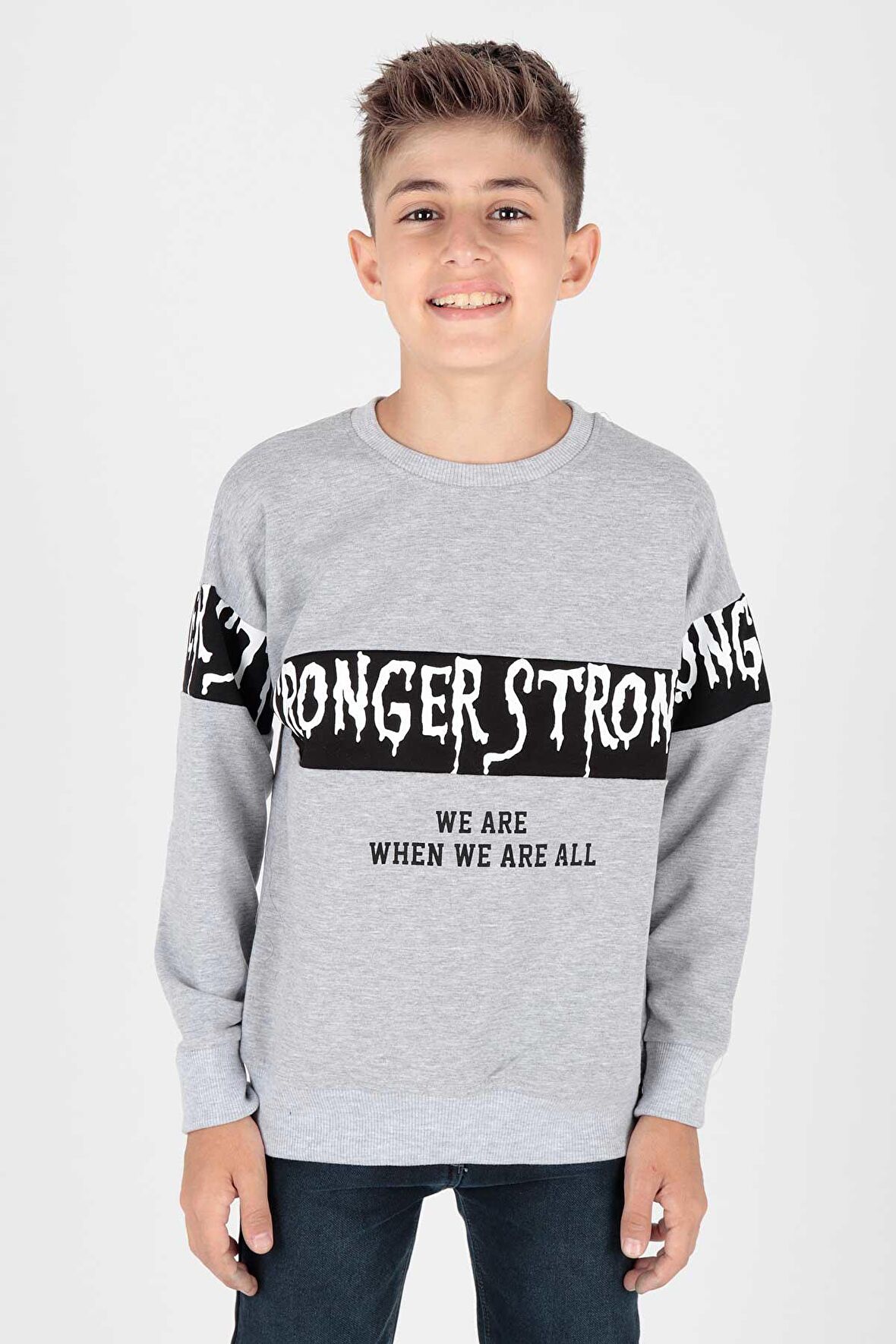 Erkek Çocuk Strong Baskılı Trend Sweatshirt Ak15106