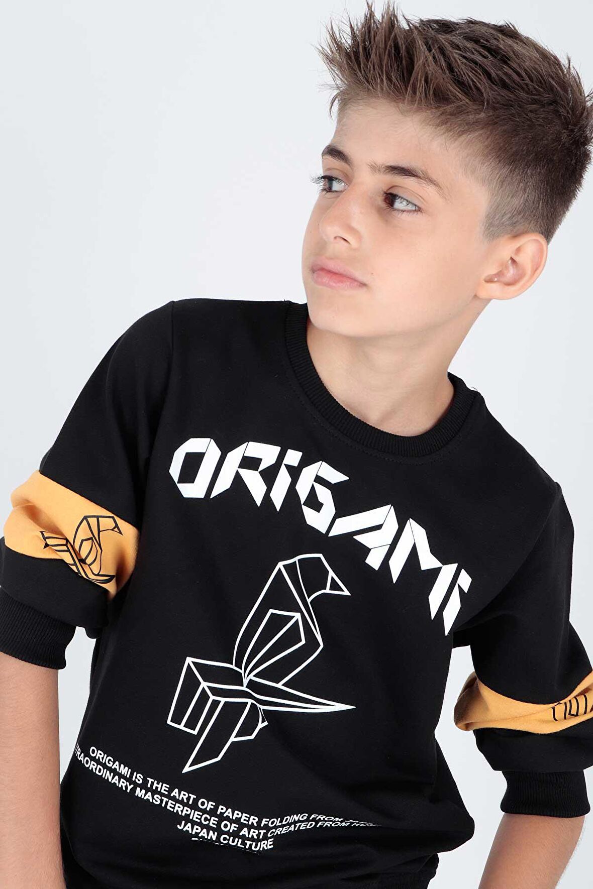 Erkek Çocuk Origami Baskılı Trend Sweatshirt Ak15160