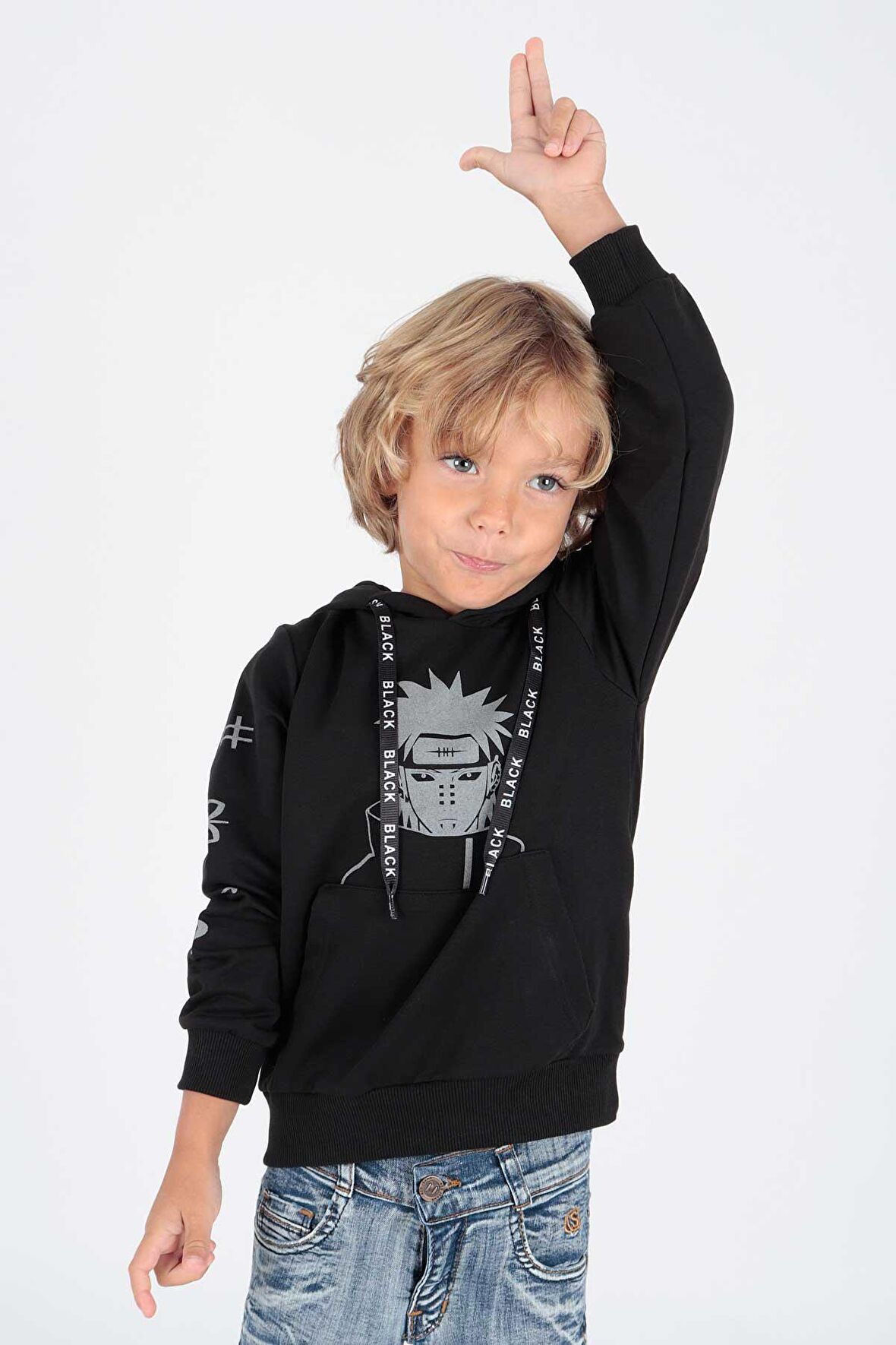 Kids Erkek Noruto Baskılı Sweat Uzun Kollu Kapşonlu Sweatshirt Pamuklu Hoodie Ak222442