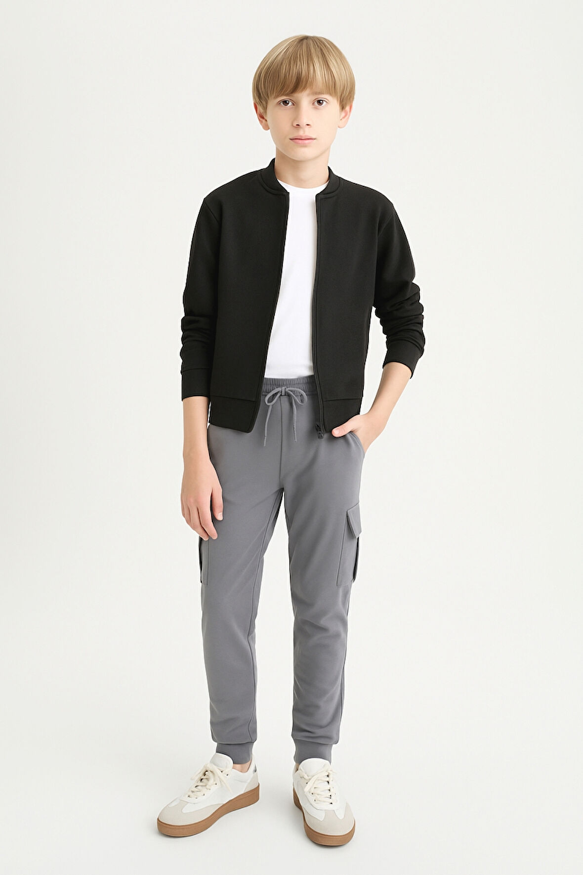 Erkek Çocuk Basic Kargo Cepli Jogger Paça Okul Eşofman Altı AK2322-1