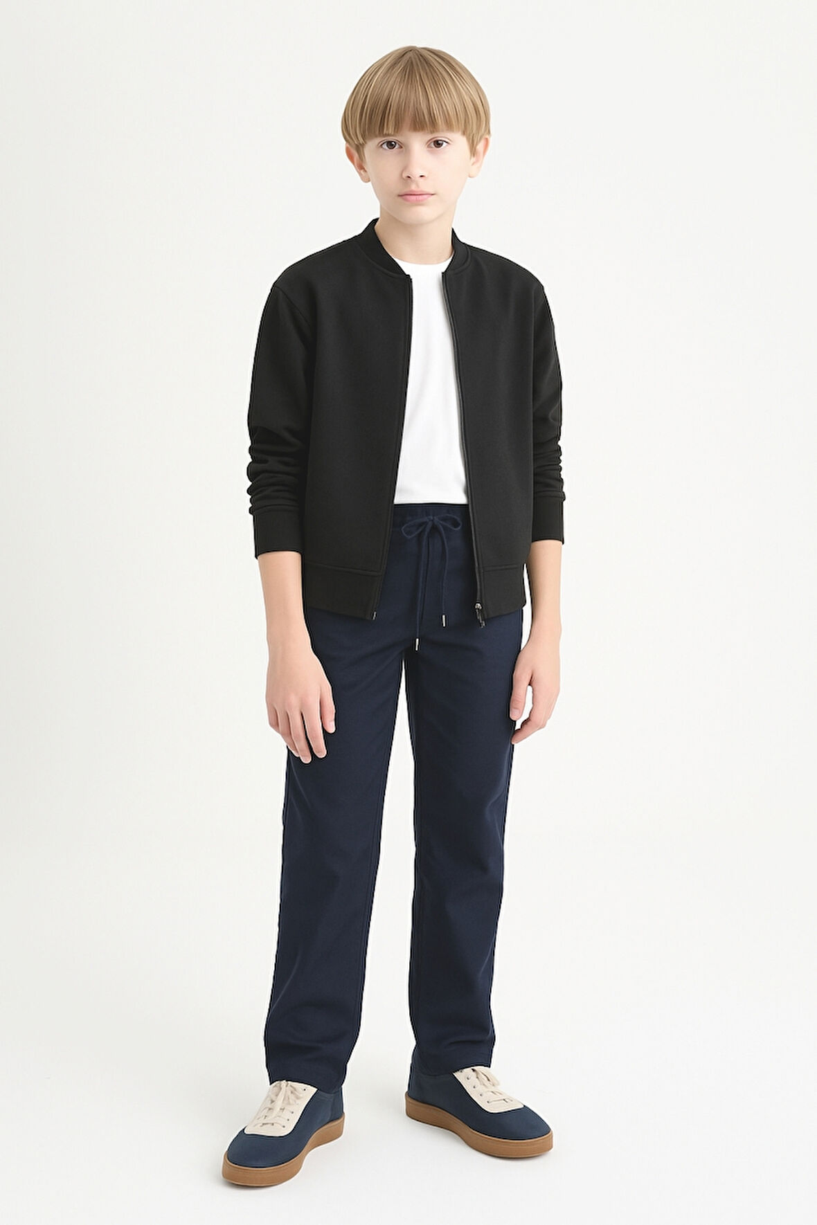 Erkek Çocuk Beli İpli Lastikli Okul Pantolonu Ak609