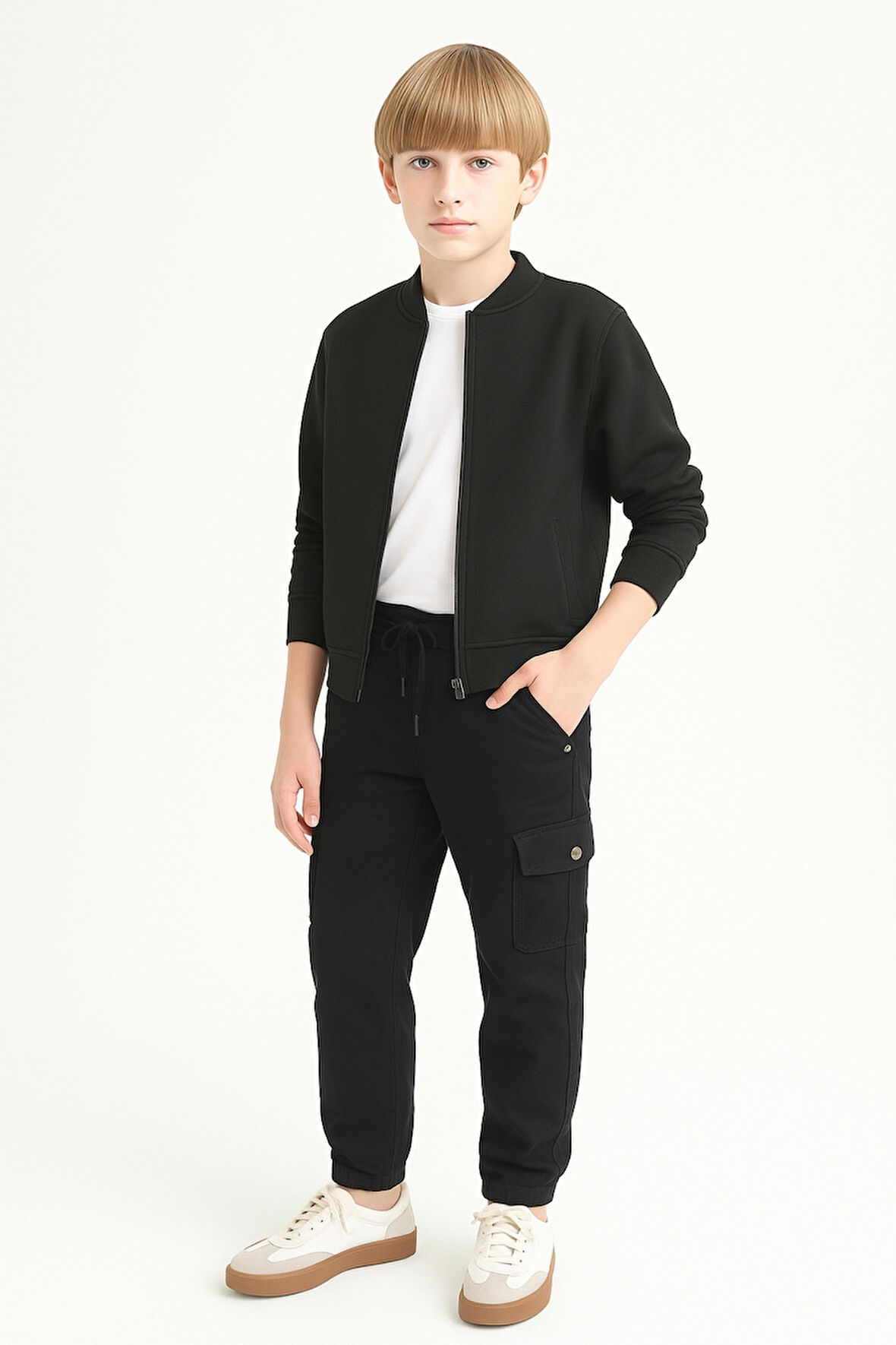 Erkek Çocuk Komando Cepli Beli Lastikli Okul Pantolonu AK1000-1-2