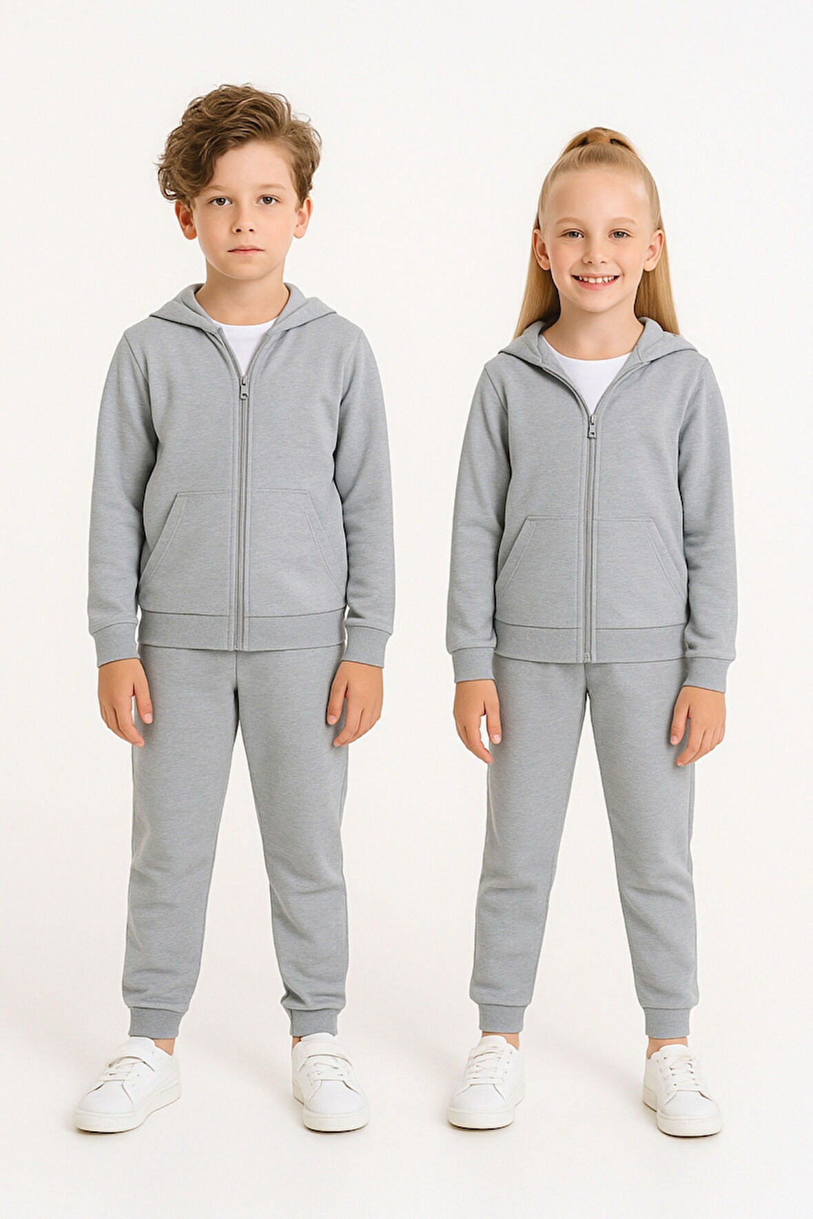 Kız - Erkek Çocuk Basic Fermuarlı Okul Eşofman Takımı Ak0785