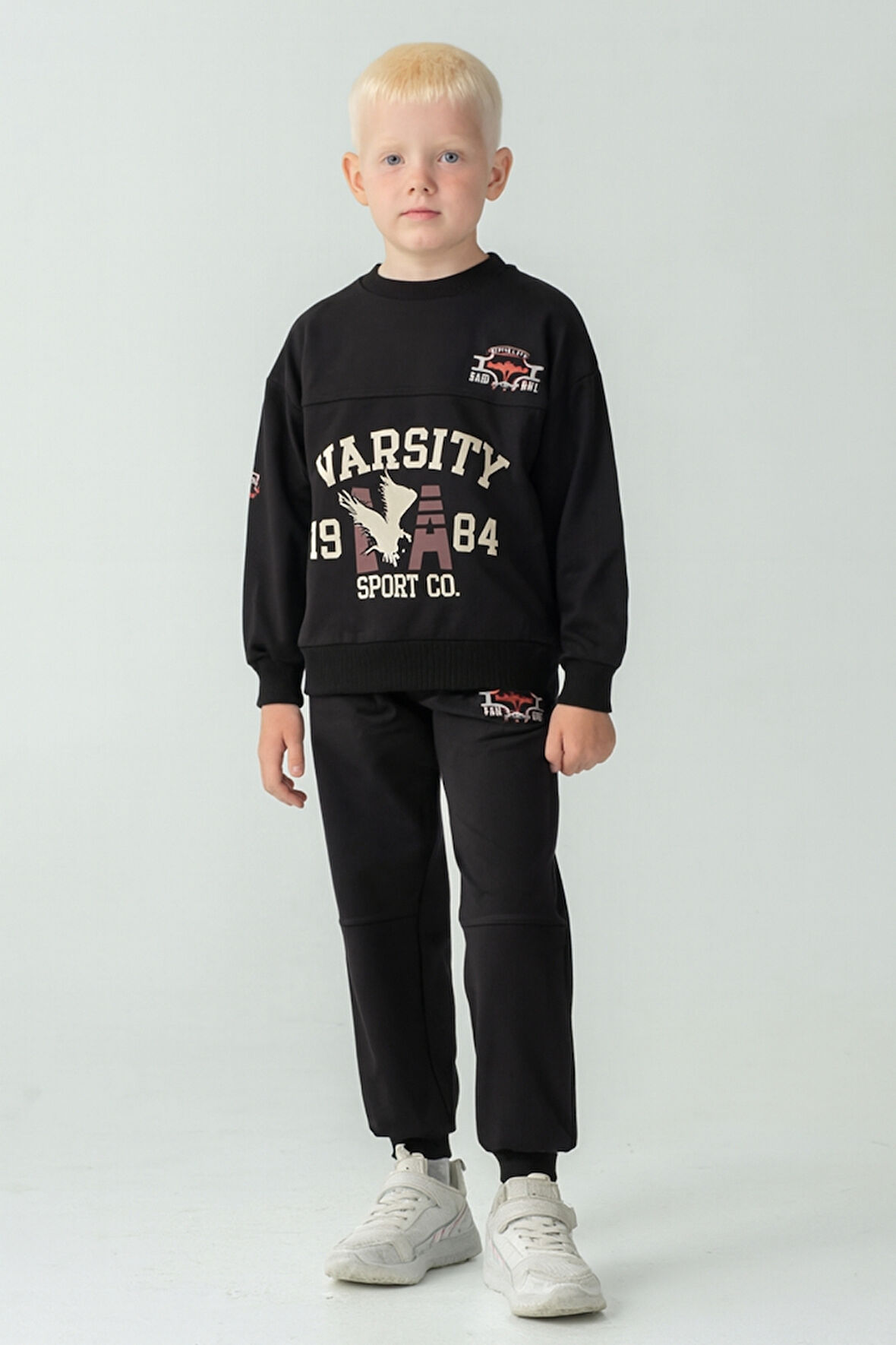 Erkek Çocuk Varsity Baskılı Alt Üst Eşofman Takımı Ak7959