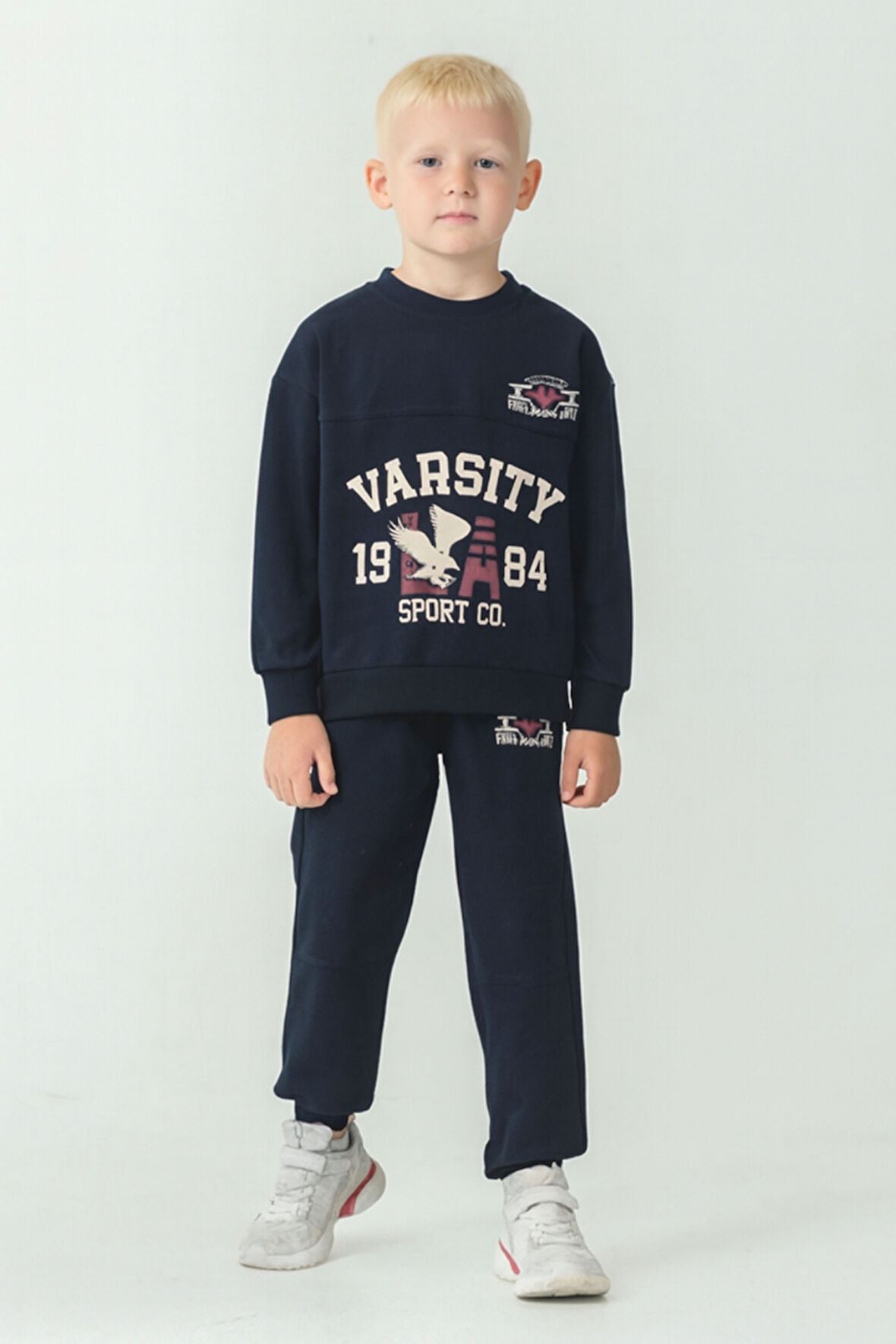 Erkek Çocuk Varsity Baskılı Alt Üst Eşofman Takımı Ak7959