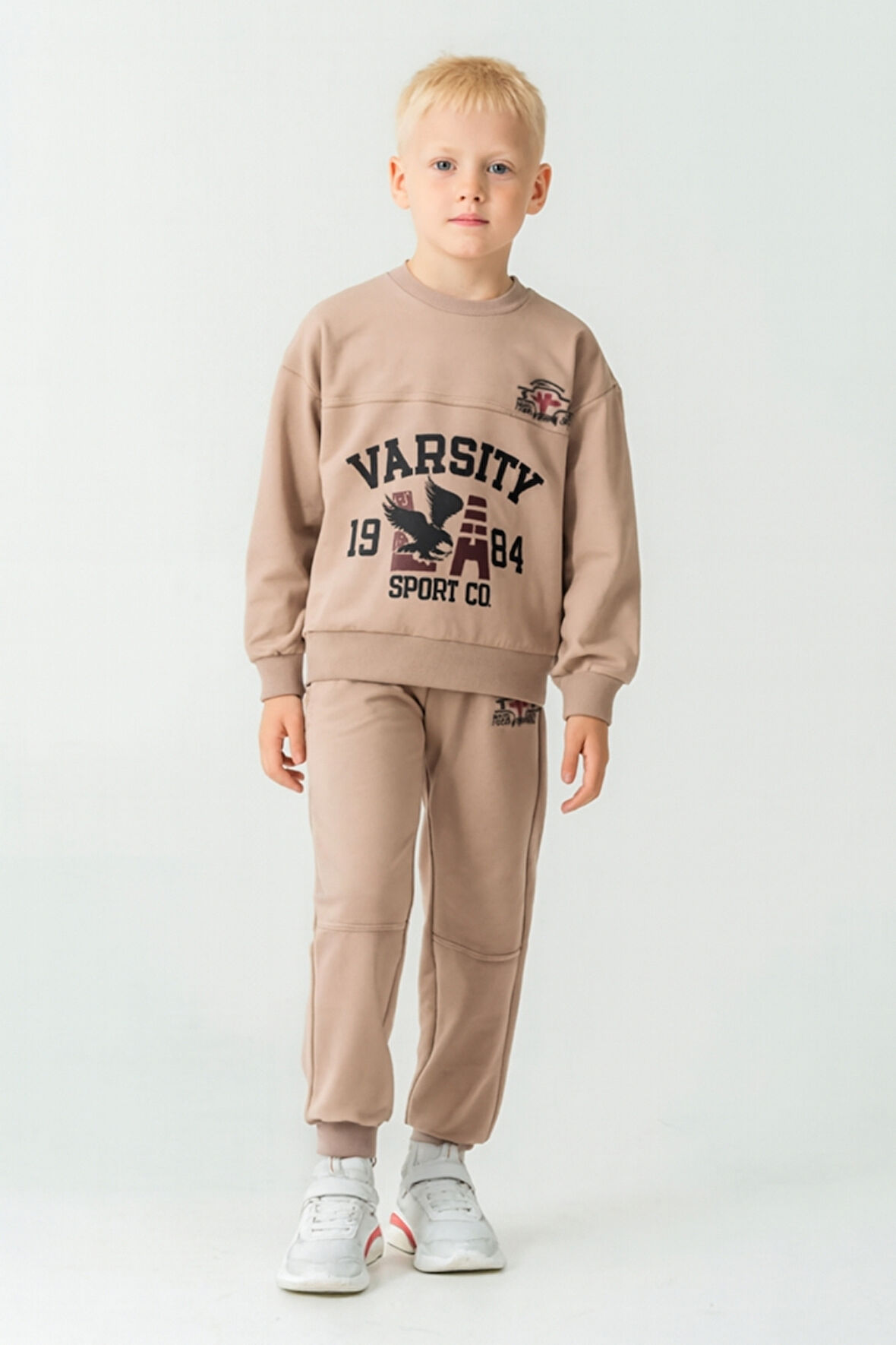 Erkek Çocuk Varsity Baskılı Alt Üst Eşofman Takımı Ak7959