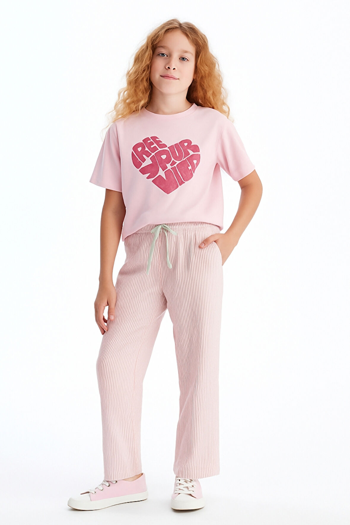 Kız Çocuk Basic Waffle Kumaş Suyolu Mevsimlik Tek Alt Ak2515-1