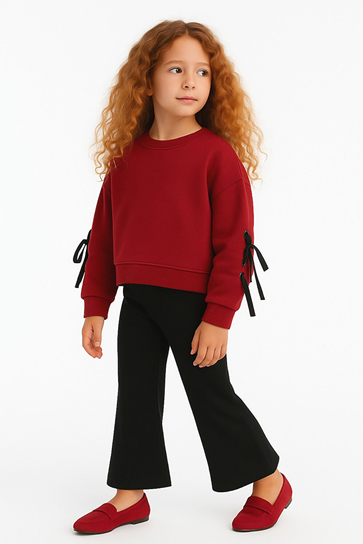 Kız Çocuk Kolları Fiyonklu Alt Üst Takım Ak13563