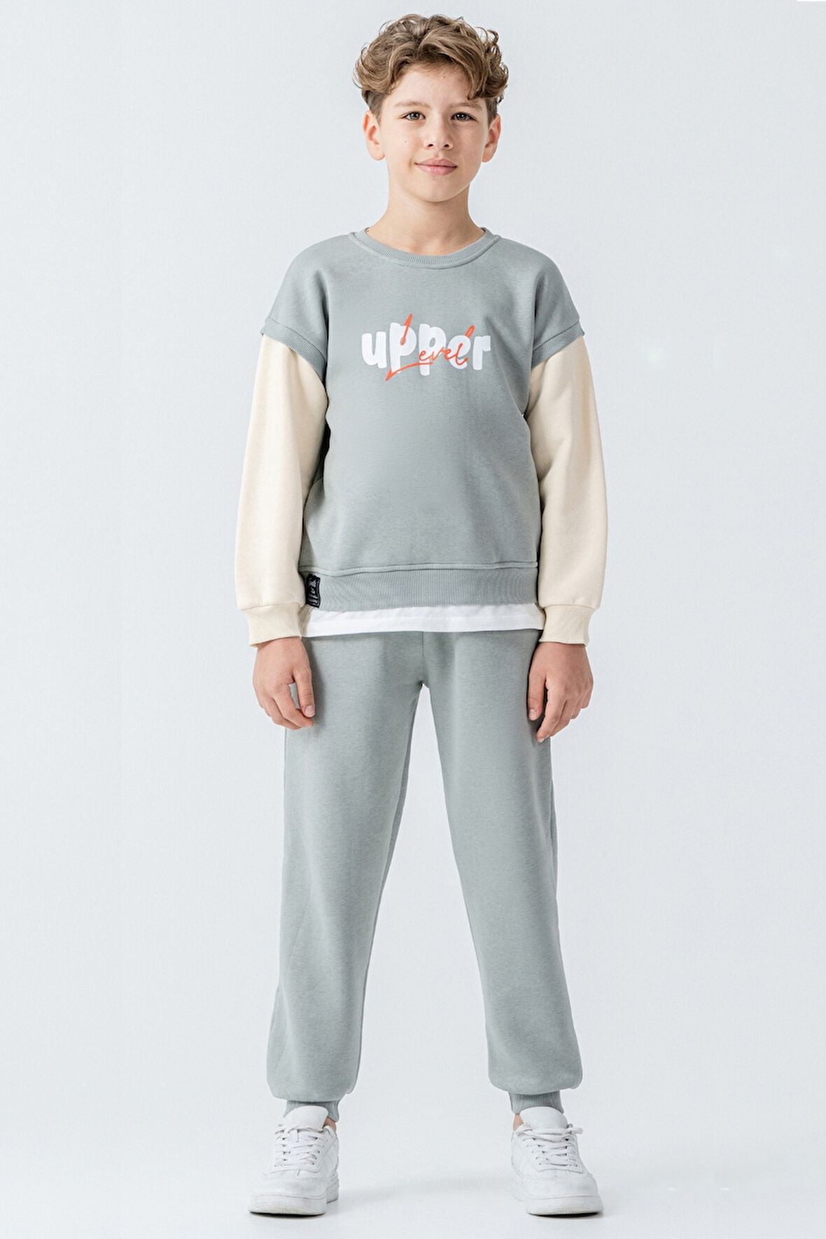 Erkek Çocuk Upper Baskılı 3 İplik Kalın Kışlık Eşofman Takımı Ak4231