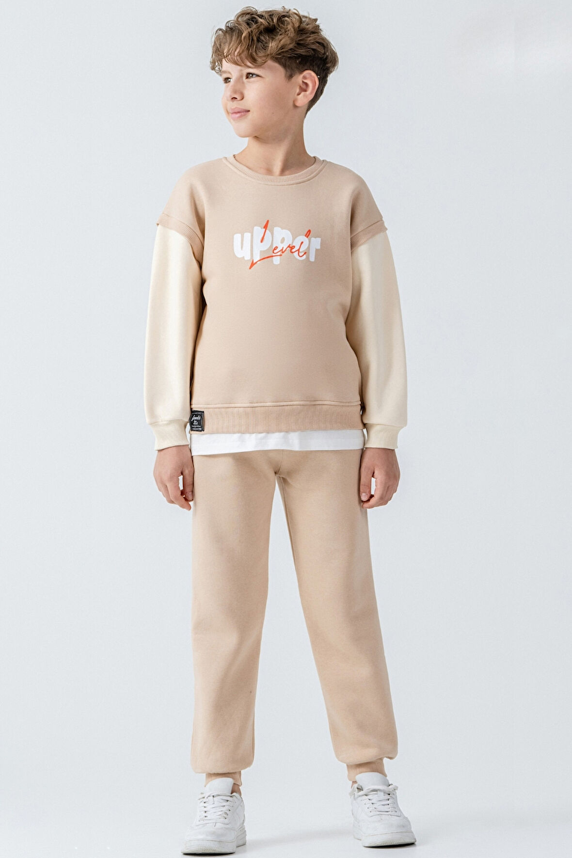 Erkek Çocuk Upper Baskılı 3 İplik Kalın Kışlık Eşofman Takımı Ak4231