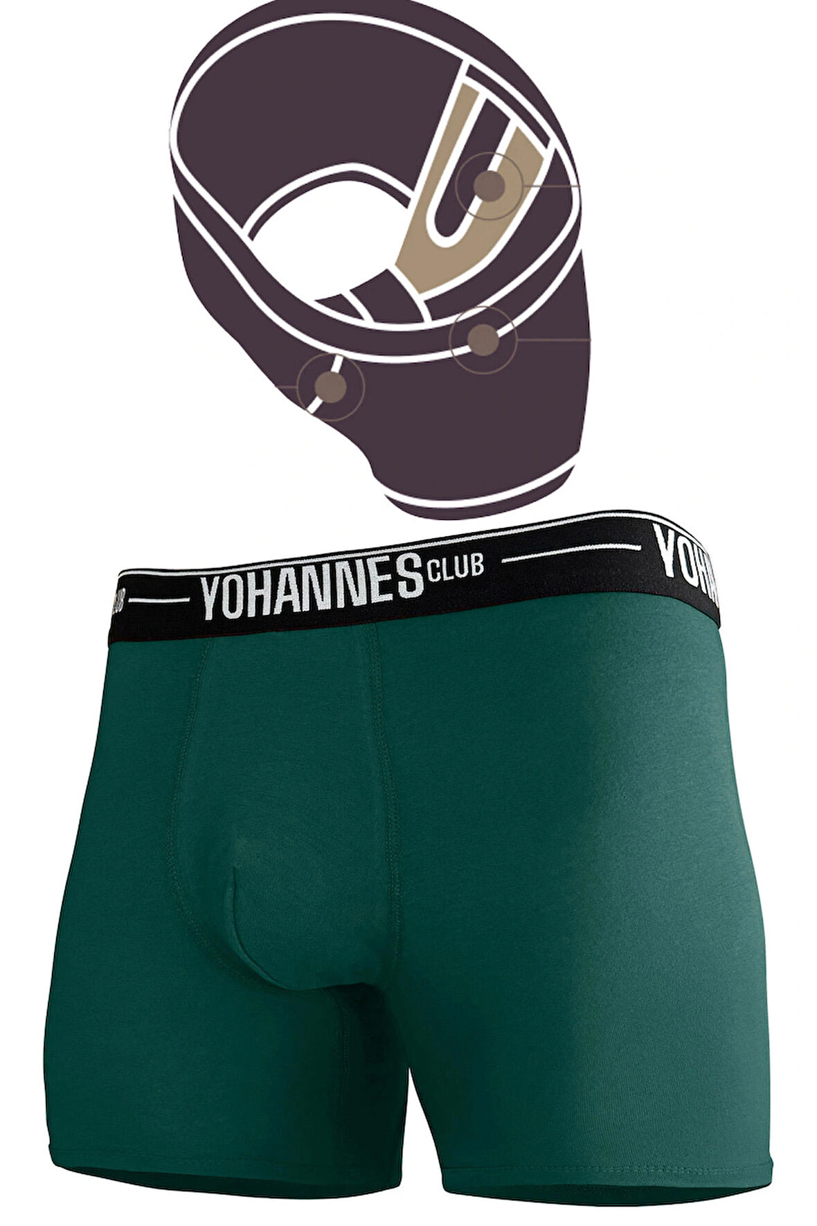 Yohannes Club, Erkek Özel Bölmeli Pamuklu Boxer, Renk Seçenekli, Tekli Paket