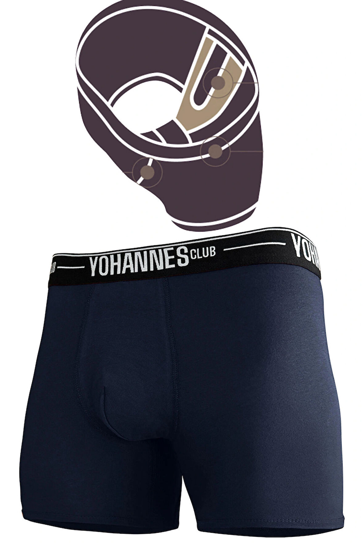 Yohannes Club, Erkek Özel Bölmeli Pamuklu Boxer, Renk Seçenekli, Tekli Paket