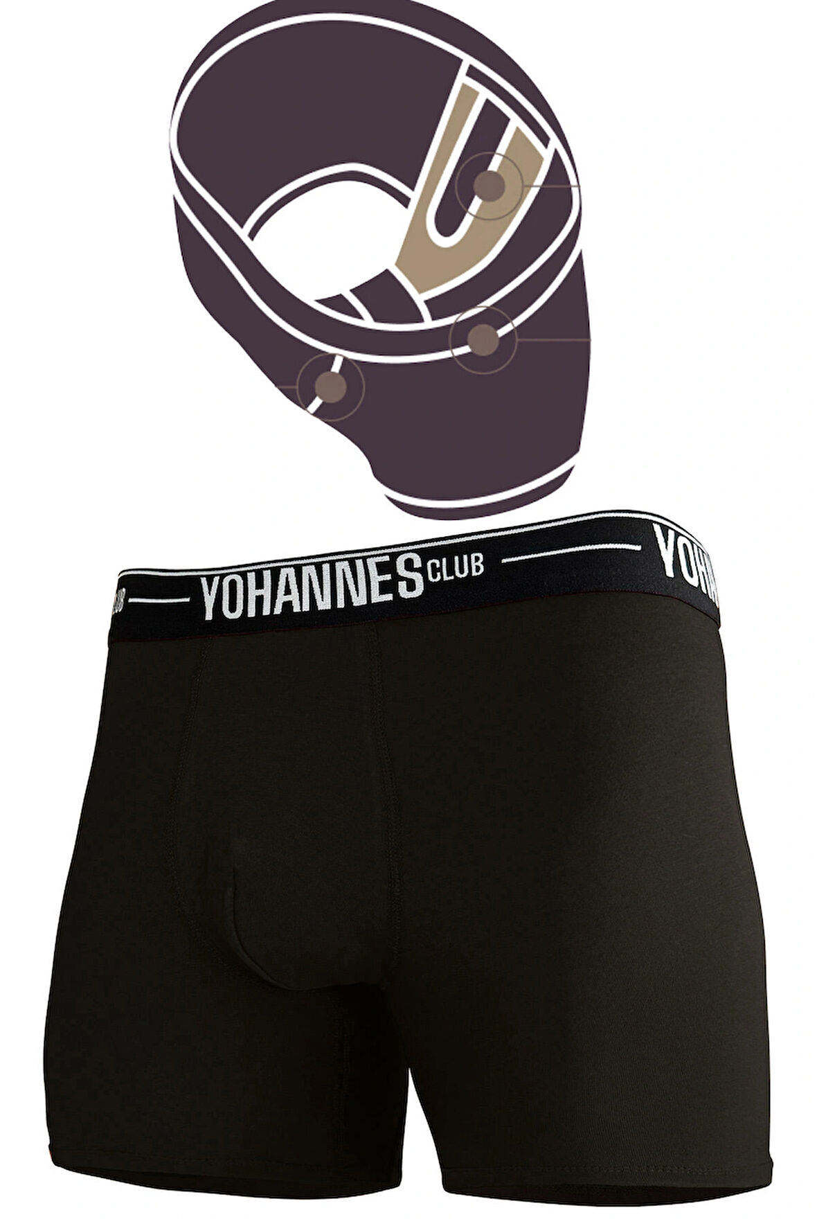 Yohannes Club, Erkek Özel Bölmeli Pamuklu Boxer, Renk Seçenekli, Tekli Paket