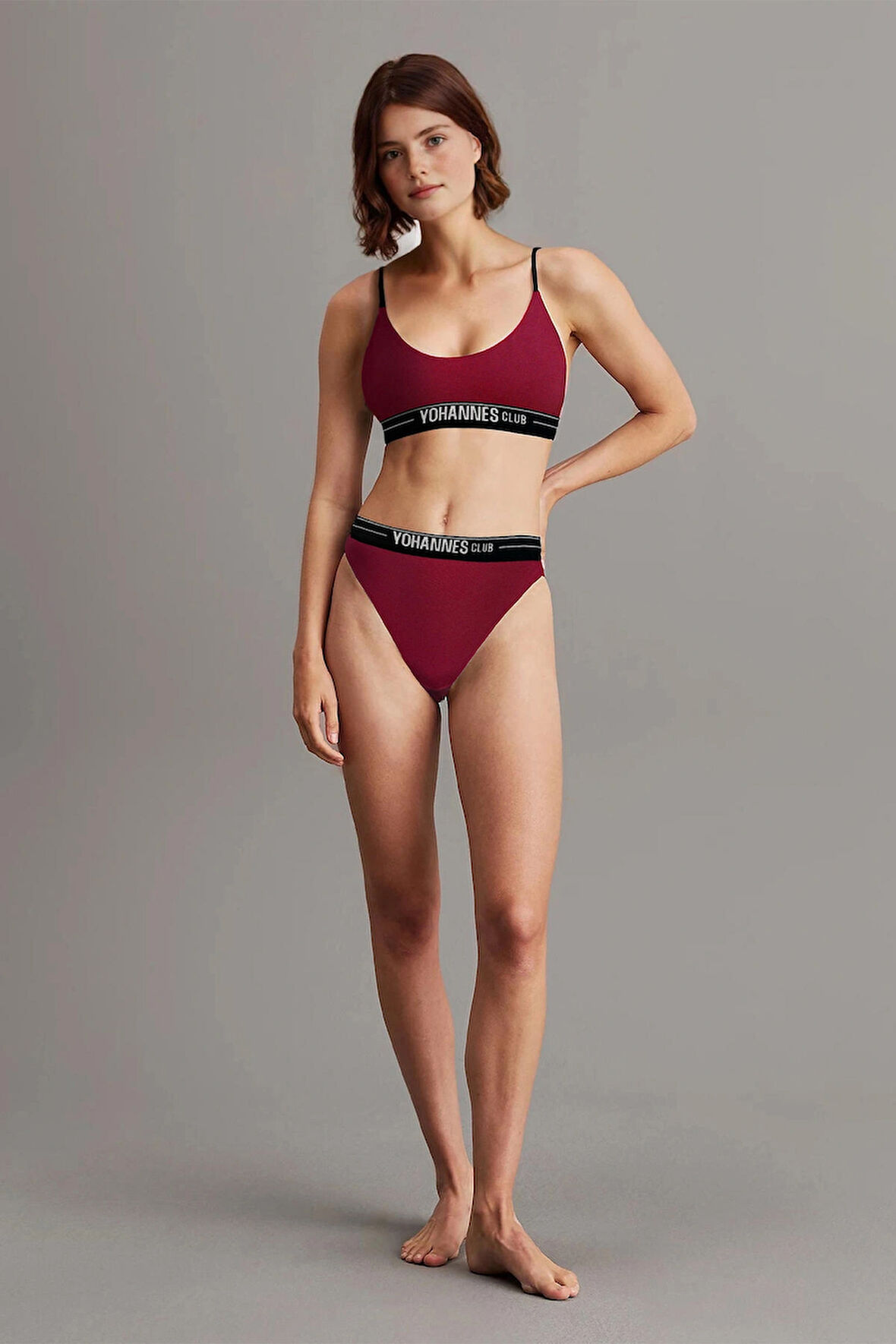 Yohannes Club, Kadın Pamuklu İç Çamaşırı Takımı, Renk Seçenekli, (Bralet-Kemerli Bikini Slip)