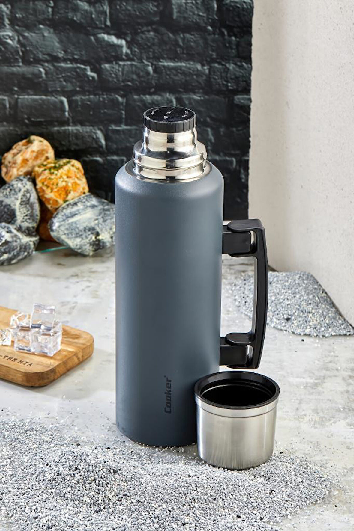 Cooker 1,5 Litre Kulplu Çelik Termos CKR-2085 Mavi